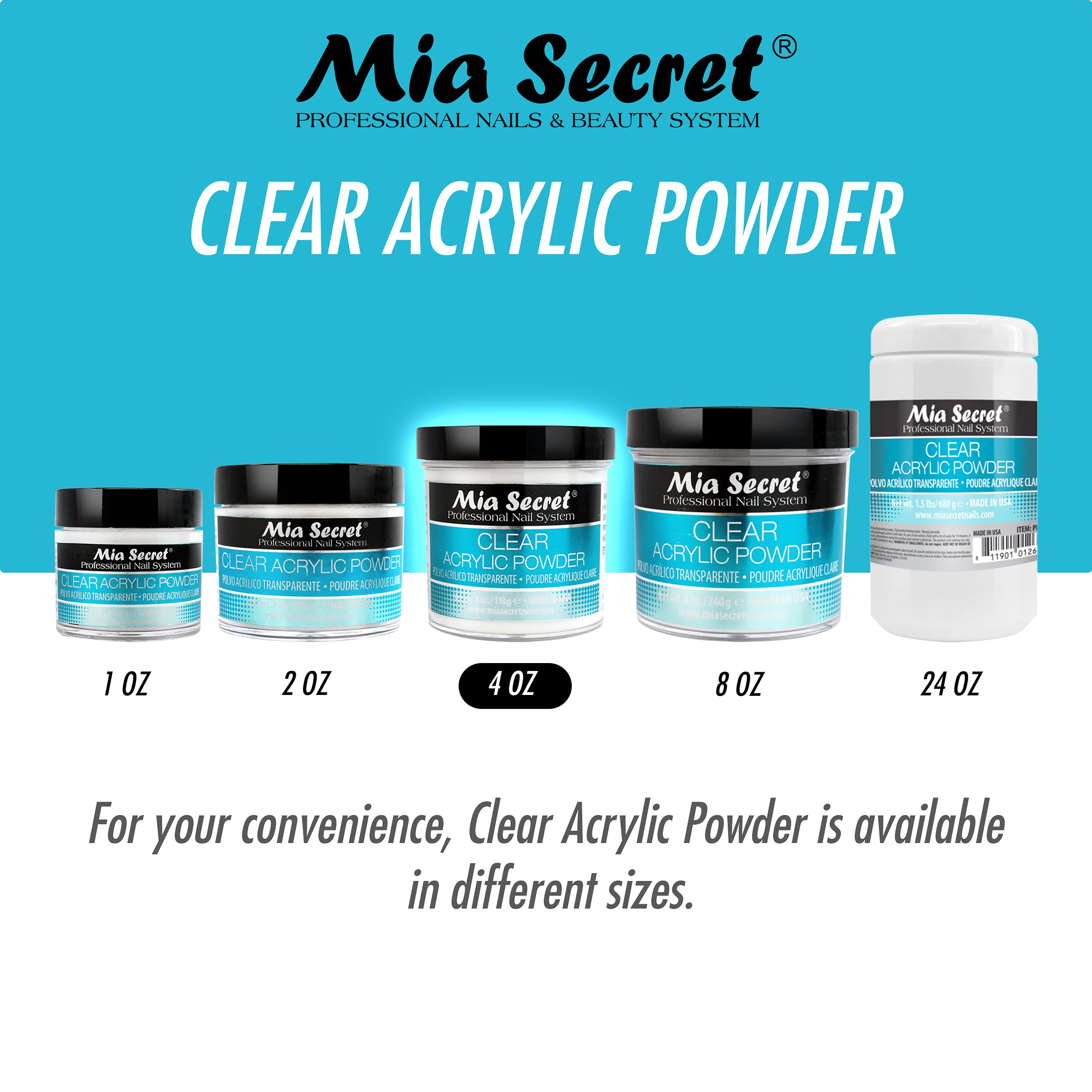 Mia Secret Clear Acrylic Powder (4oz)