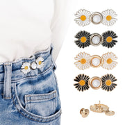 TOOVREN Pant Waist Tightener, Detachable Jean Buttons for Loose Jeans, No Sew and No Tools Button Pins for Jeans, Adjustable Jean Buttons Pins, Daisy Flower Instant Pants Button Tightener 4 Sets