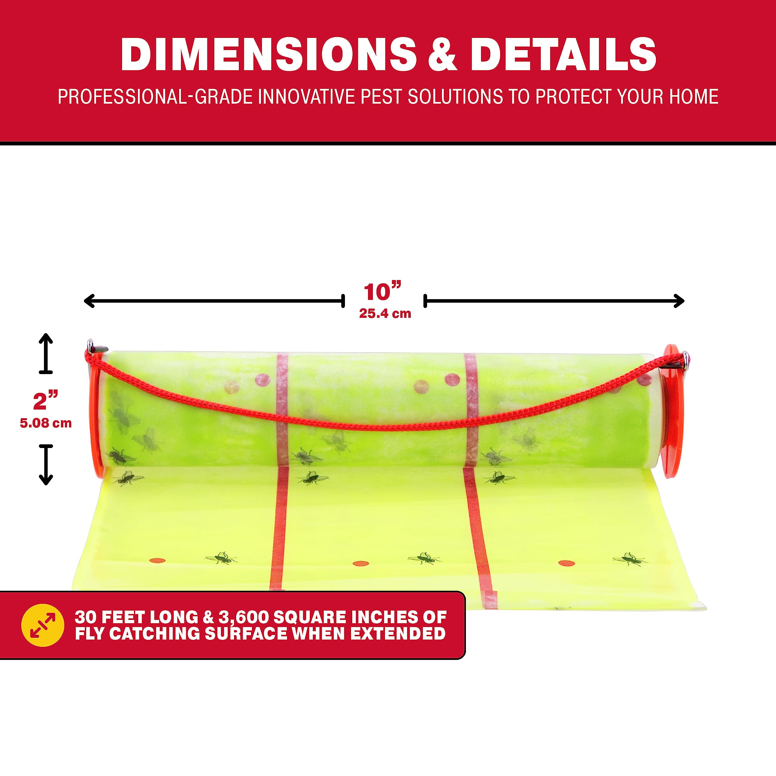 Catchmaster Giant Fly Glue Trap 3-Pack 30 Feet Each, Adhesive Fly Traps Outdoor, Sticky Bug Catcher, Bulk Flying Insect Paper Roll, Pet Safe Pest Control for Garage, Barn, Greenhouse & Garbage Room