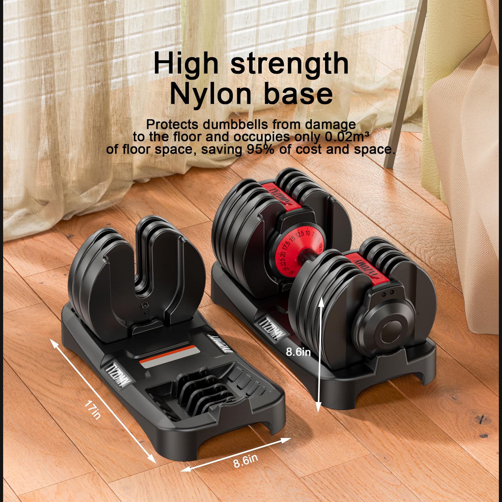 TYZDMY Adjustable Dumbbells Set of 2，Free Weights Dumbbells Set，Adjustable Dumbbell Set，52.5 lbs pair 105 lbs，15 in 1，for Men/Women Gym Equipment for Home Strength Training Equipment