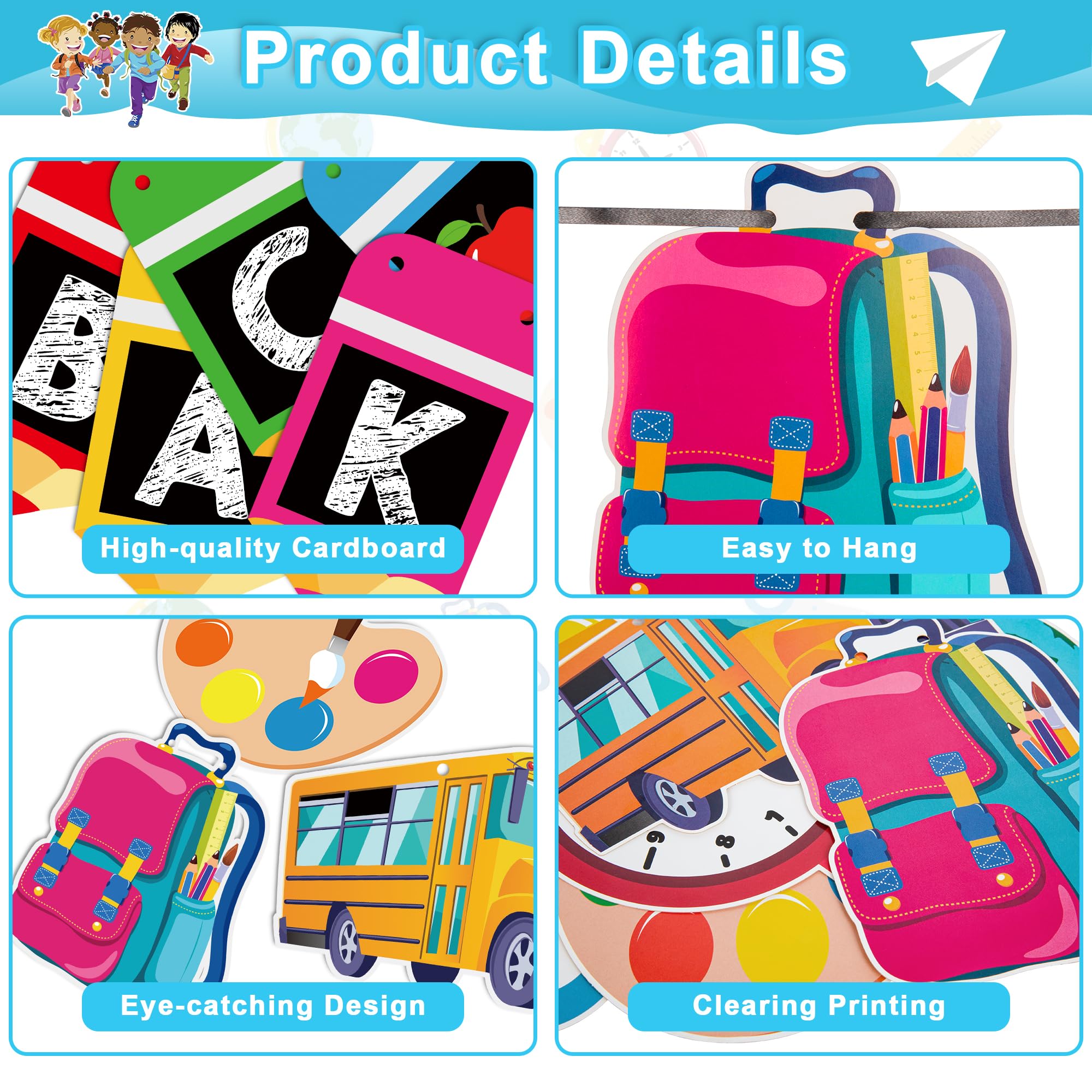 Back to School Decorations, Welcome Back to School Banner with Hanging Ornaments, First Day of School Supplies First Day of School Pencil Banner, Kindergarten Preschool Classroom Home Party Decor