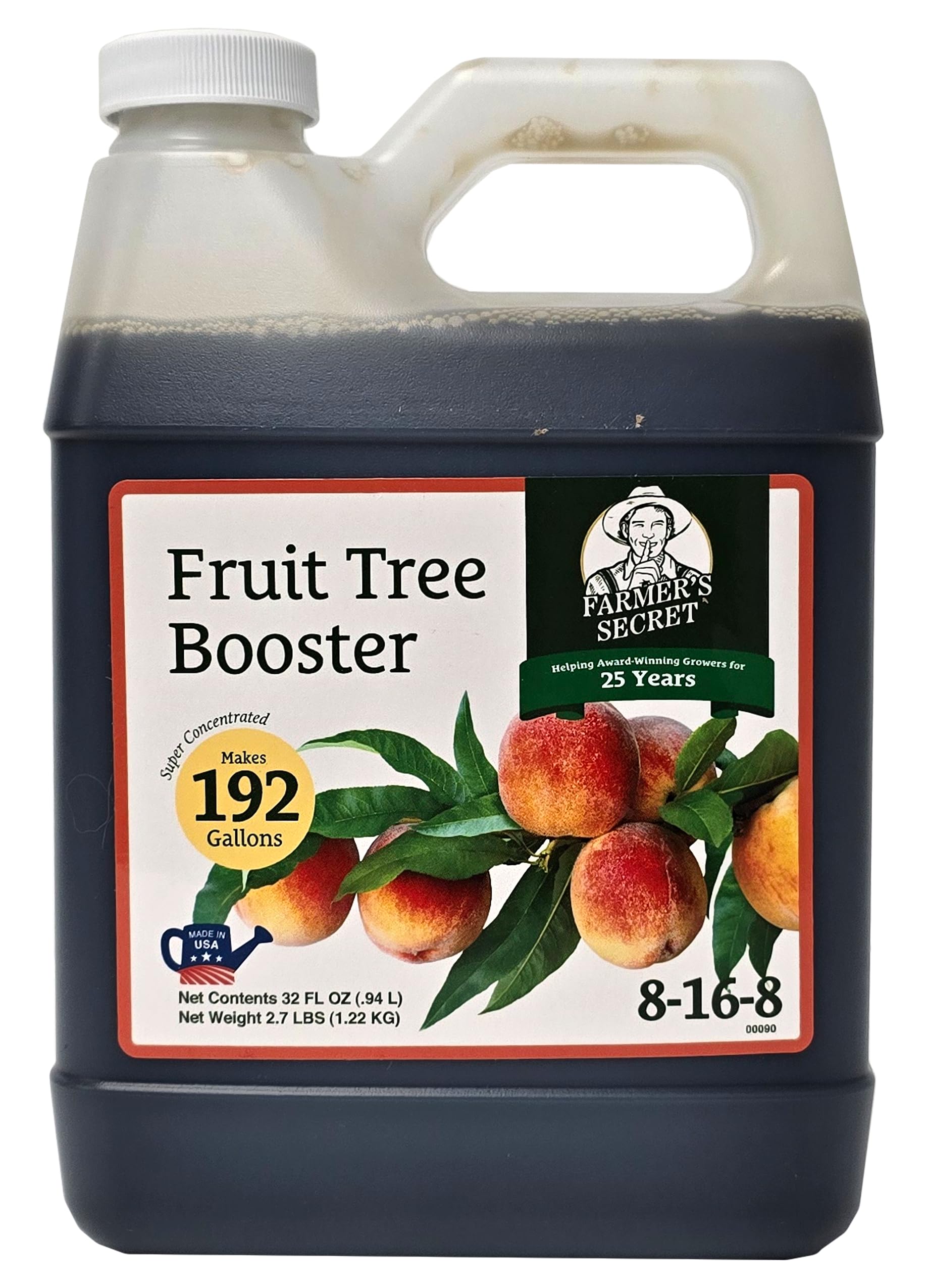 Farmer's Secret Fruit Tree Booster Fertilizer (32oz) - Super Concentrated and Phosphorus Rich - Formulated for All Fruit Trees Including Peach, Banana, and Apple