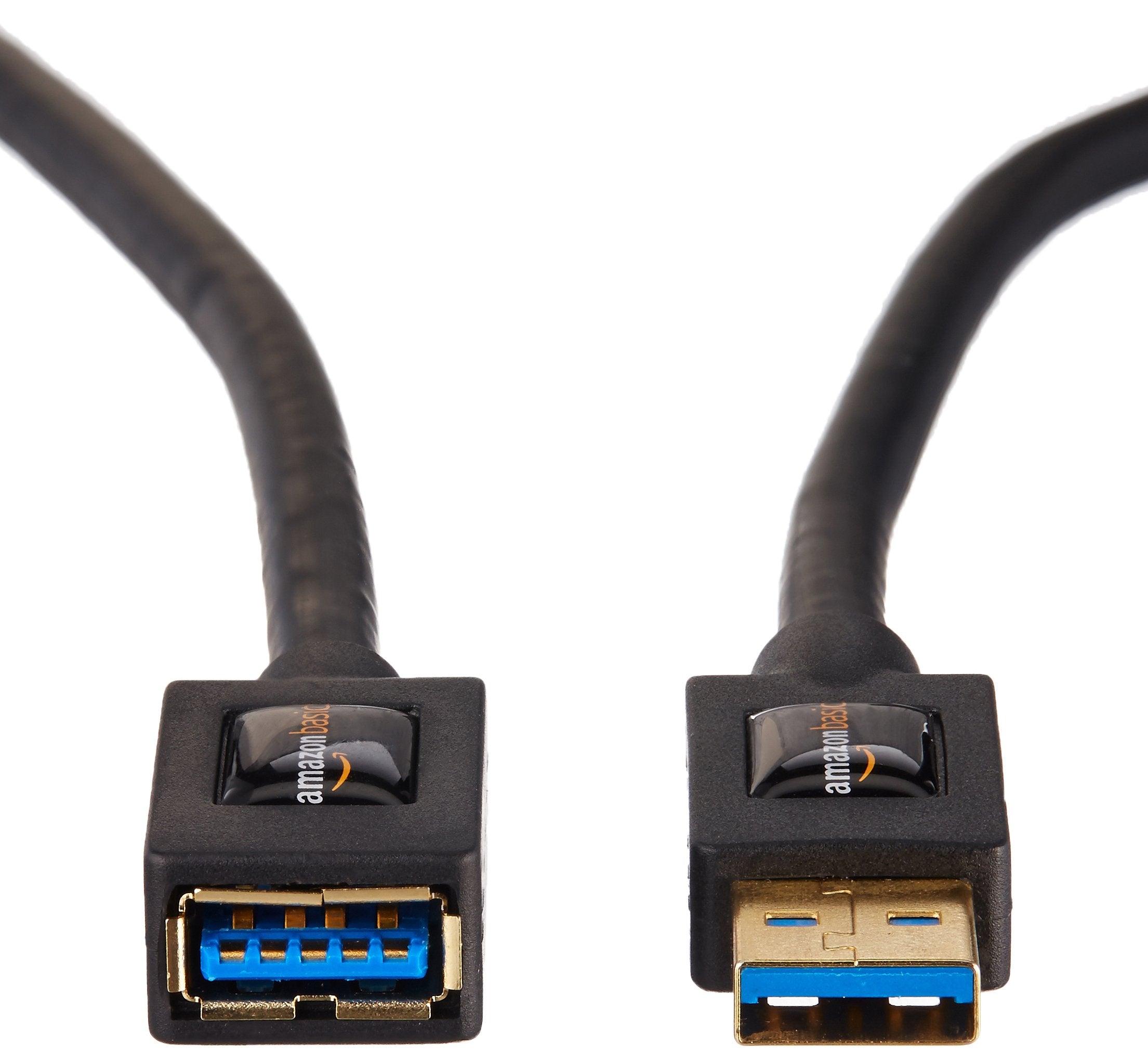 Amazon Basics 2-Pack USB-A 3.0 Extension Cable, 4.8Gbps High-Speed, Male to Female Gold-Plated Connectors, 3 Foot, Black