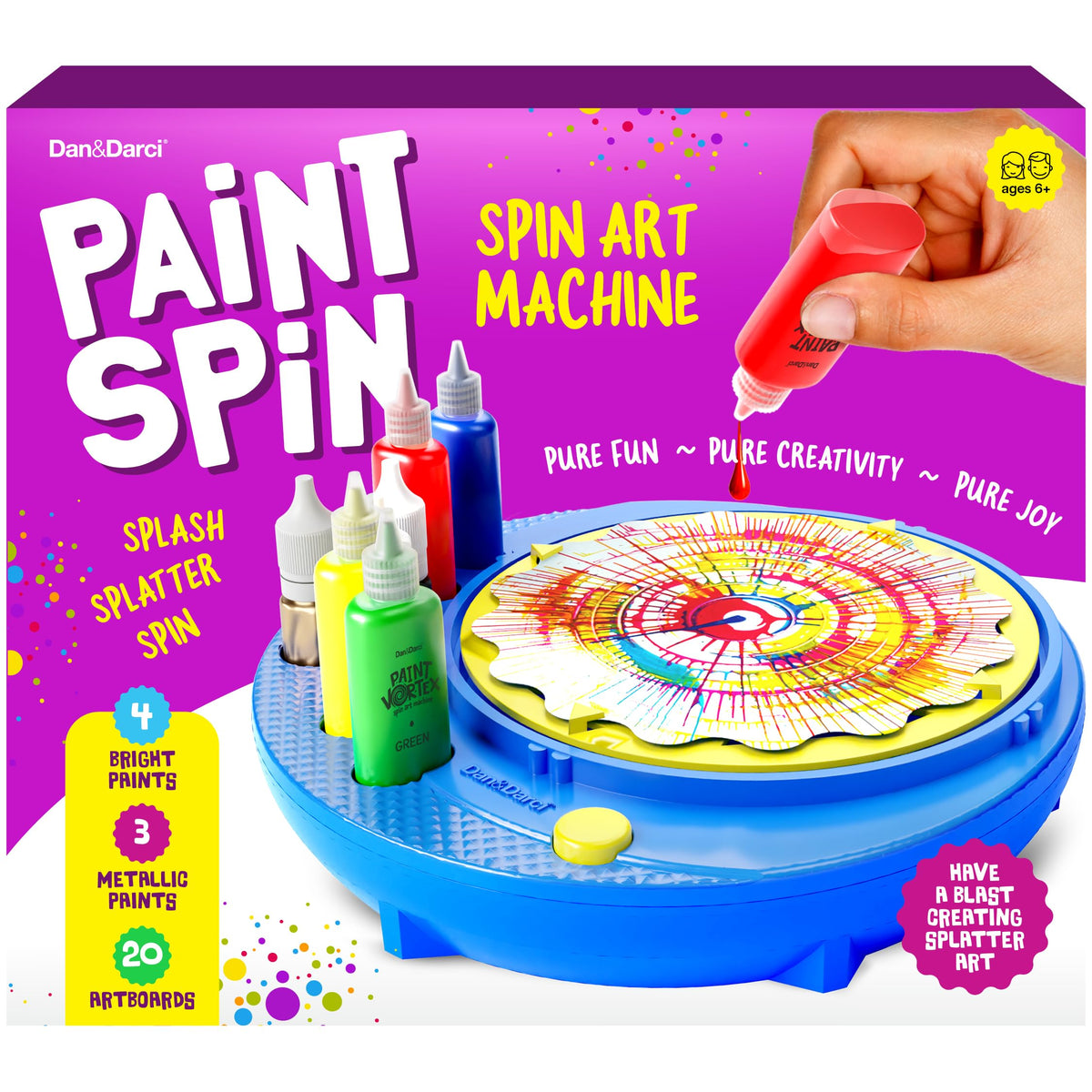 مجموعة آلة الرسم الدوار للأطفال من Dan&Darci - فنون وحرف يدوية للأولاد والبنات - مجموعة هدايا حرفية فنية للأولاد والبنات بعمر 6-9 سنوات - ألعاب دوارة للرسم - أفكار هدايا عيد ميلاد للأعمار من 6-12 سنة