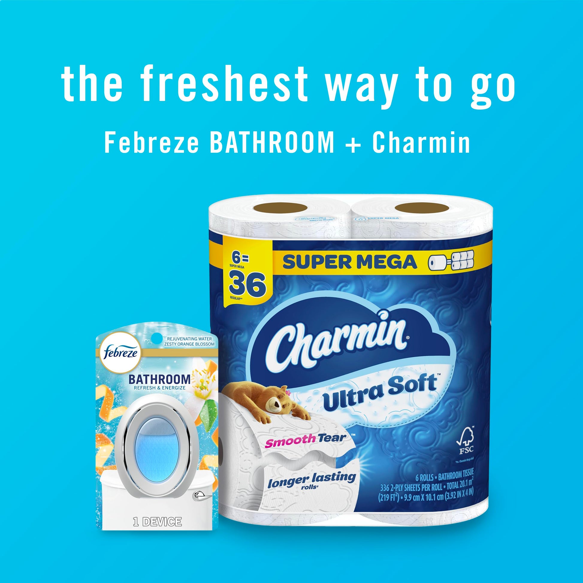 Febreze Bathroom Air Freshener, Odor-Fighting, Plug In Alternative, Air Fresheners for Home and Bathroom and Kitchen, Closet Air Fresheners, Refresh & Energize Scent, 4 Count