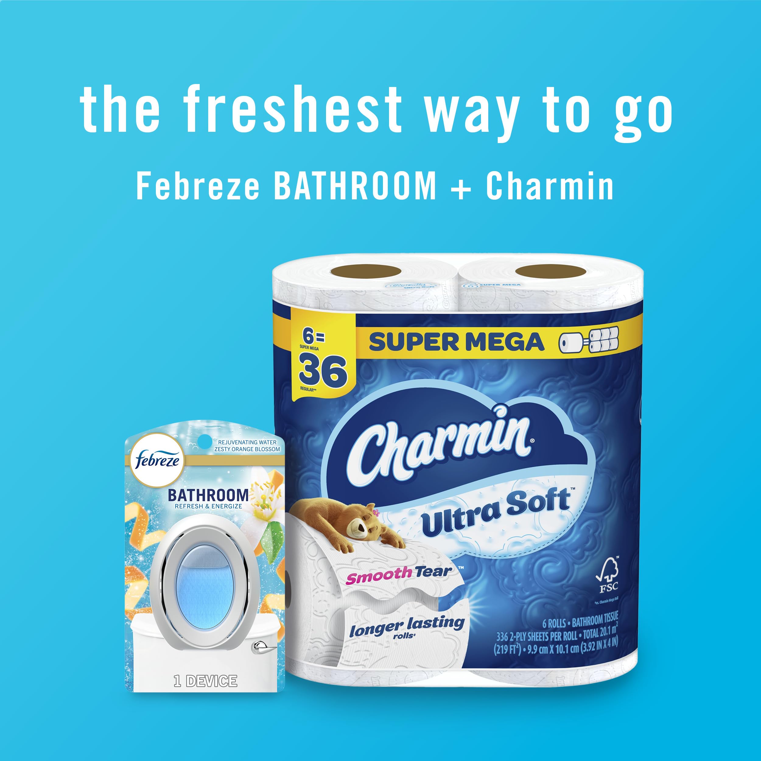Febreze Bathroom Air Freshener, Odor-Fighting, Plug In Alternative, Air Fresheners for Home and Bathroom and Kitchen, Closet Air Fresheners, Refresh & Energize Scent, 4 Count