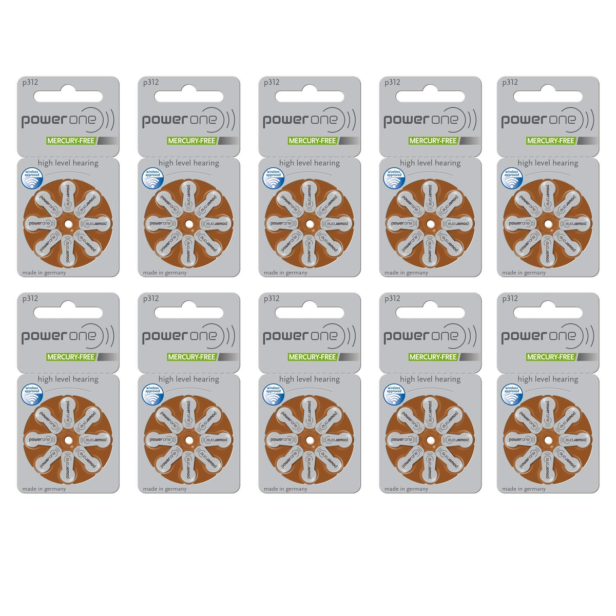 Power One Size 312 Hearing Aid Batteries (80 Batteries)