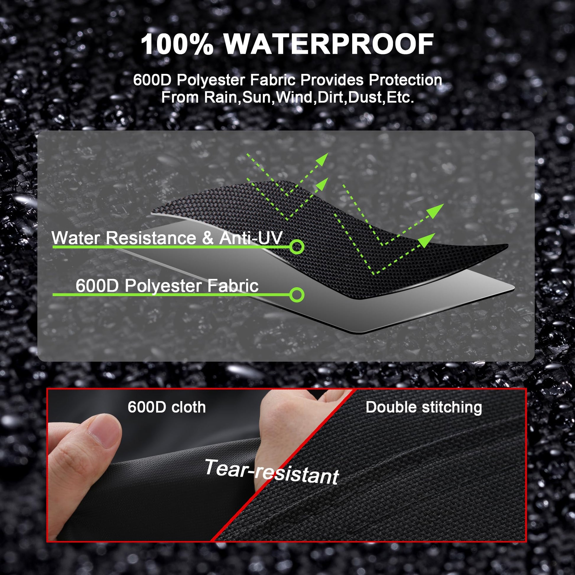 Himal Outdoors Lawn Mower Cover - Heavy Duty 600D Polyester Oxford Waterproof, UV Protection Universal Fit with Drawstring & Cover Storage Bag，Black