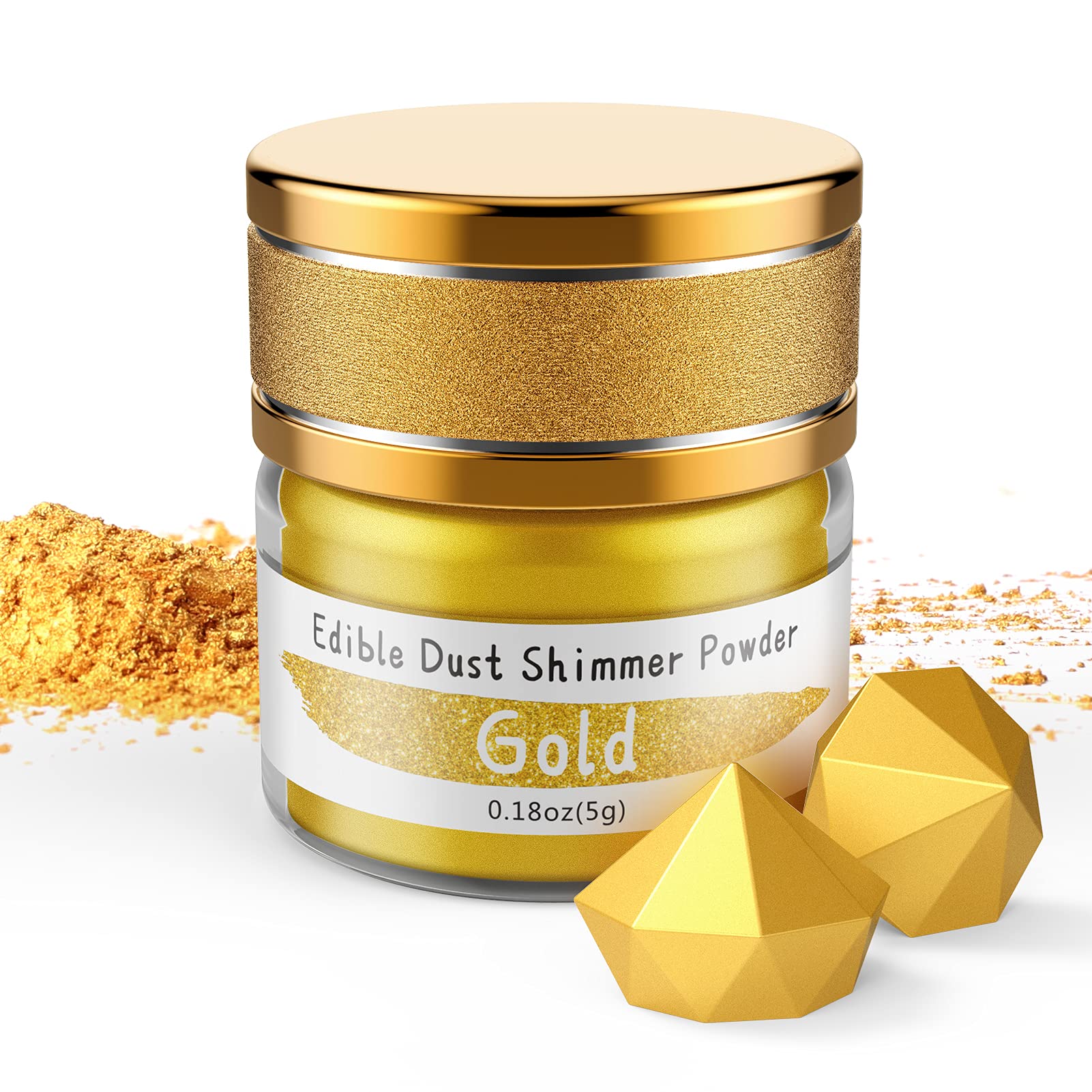Jelife Edible Gold Luster Dust - 5 Grams Food Grade Cake Dust Shimmer Powdered, Flavorless Metallic Powder Food Coloring for Cake Decorating, Chocolates, Fondant, Drinks, Painting & More, Vegan