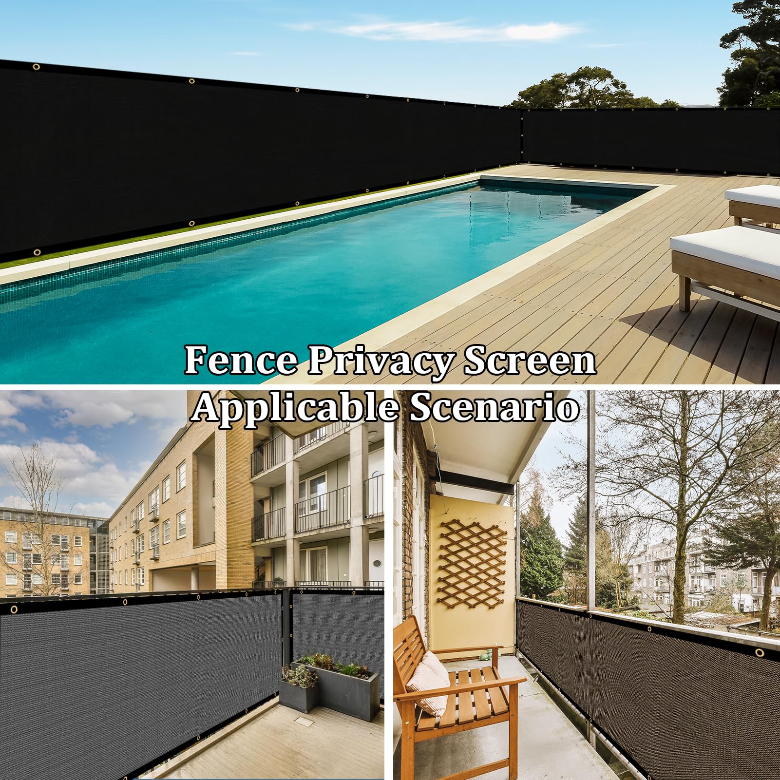 Shade&Beyond 4' X 50' Fence Privacy Screen Heavy Duty 170 GSM Fencing Mesh Shade Net Cover for Wall Garden Back Yard Outdoor Home Decoration, Black