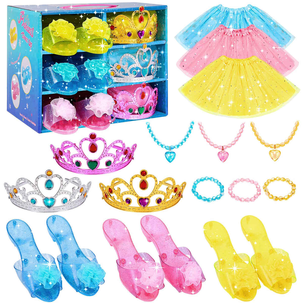 Meland Princess Dress Up for Girls - Princess Toy Gift for Toddler Kids Girl Age 3,4,5,6 Year Old for Birthday Christmas Halloween