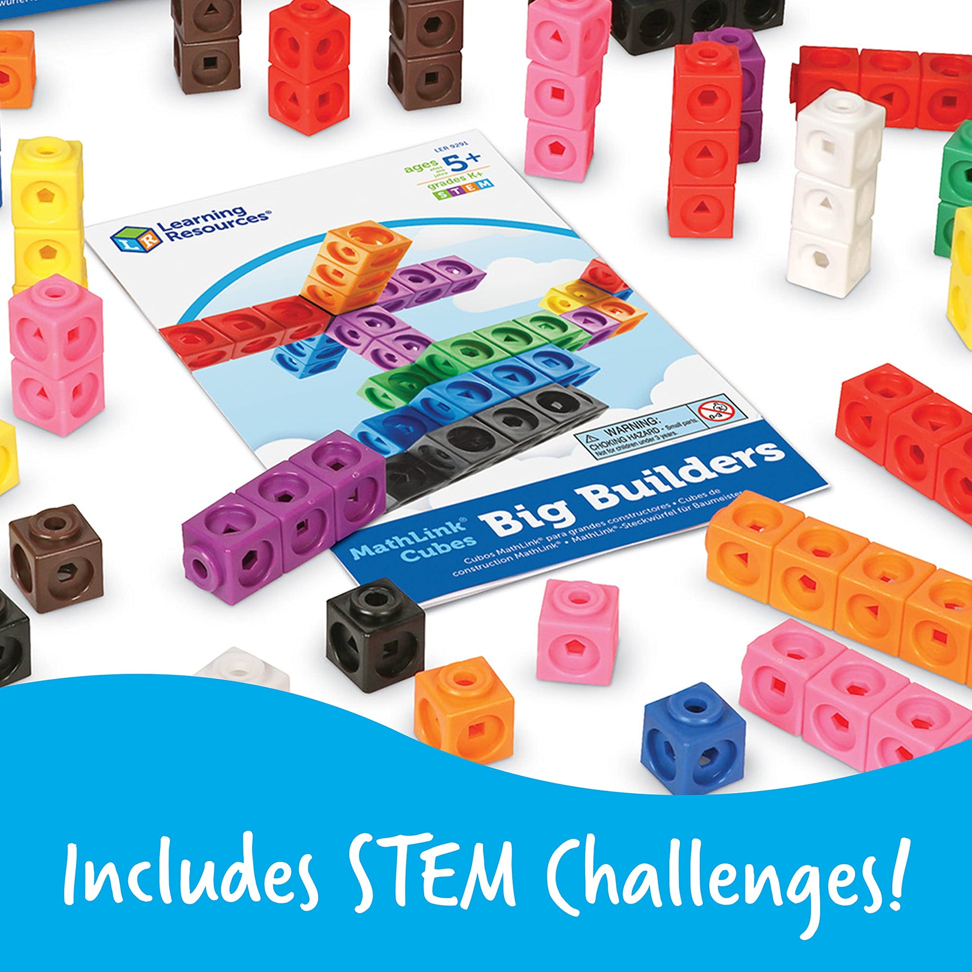 Learning Resources MathLink Cubes Big Builders - Set of 200 Cubes, Ages 5+, Develops Early Math Skills, STEM Toys, Math Games for Kids, Math Cubes for Kids