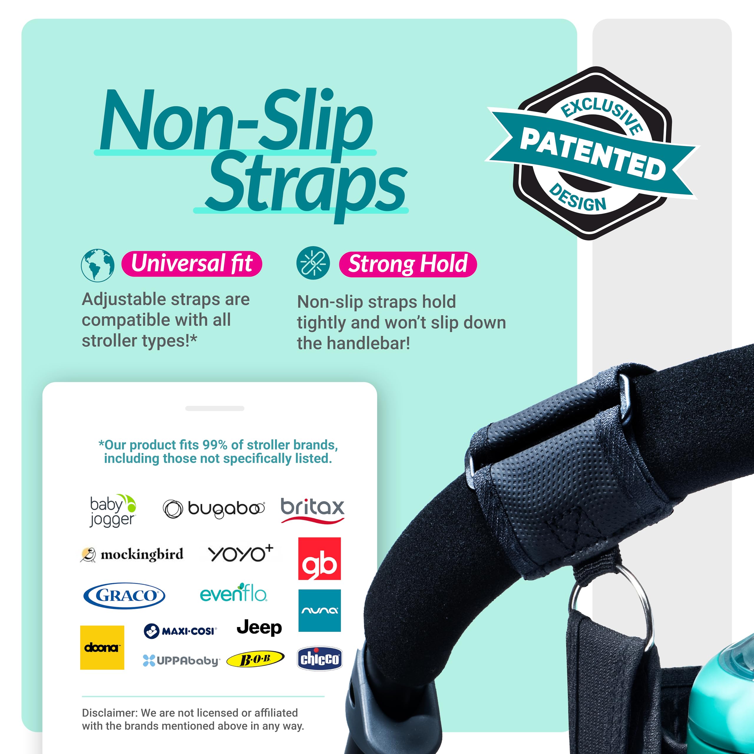 Swanoo Stroller Caddy Organizer With Cup Holder, Non Slip Straps Bag for Phone, Pet Stroller Accessories, Universal Fits Uppababby Vista v2 Wonderfold Wagon, Doona and More