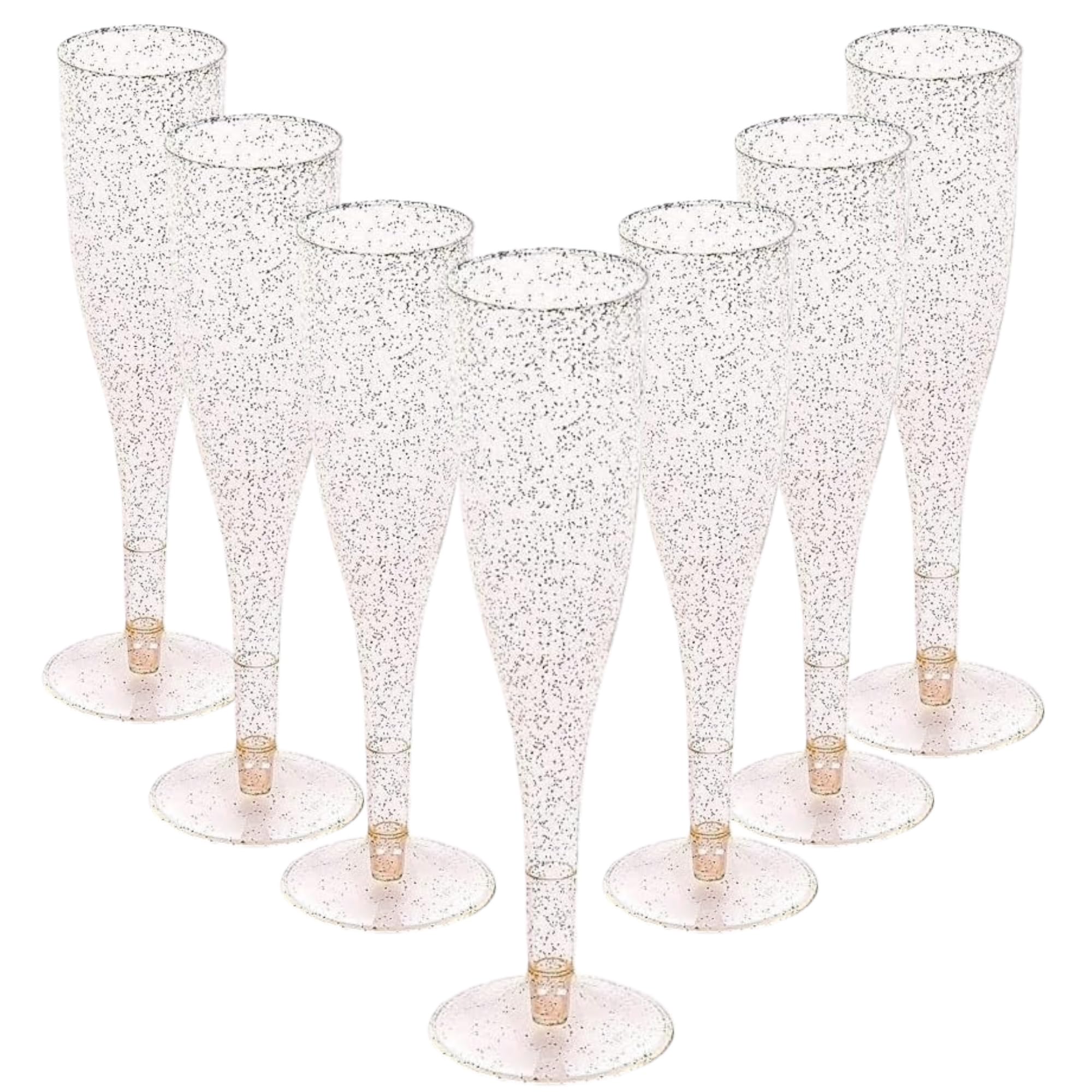 30 Disposable Champagne Flutes - 4.5 oz Gold Glitter Plastic Cups for Parties - Elegant Toasting Glasses - Perfect for Weddings, Engagements, Mimosa Bars, Thanksgiving, Christmas, New Year’s Eve