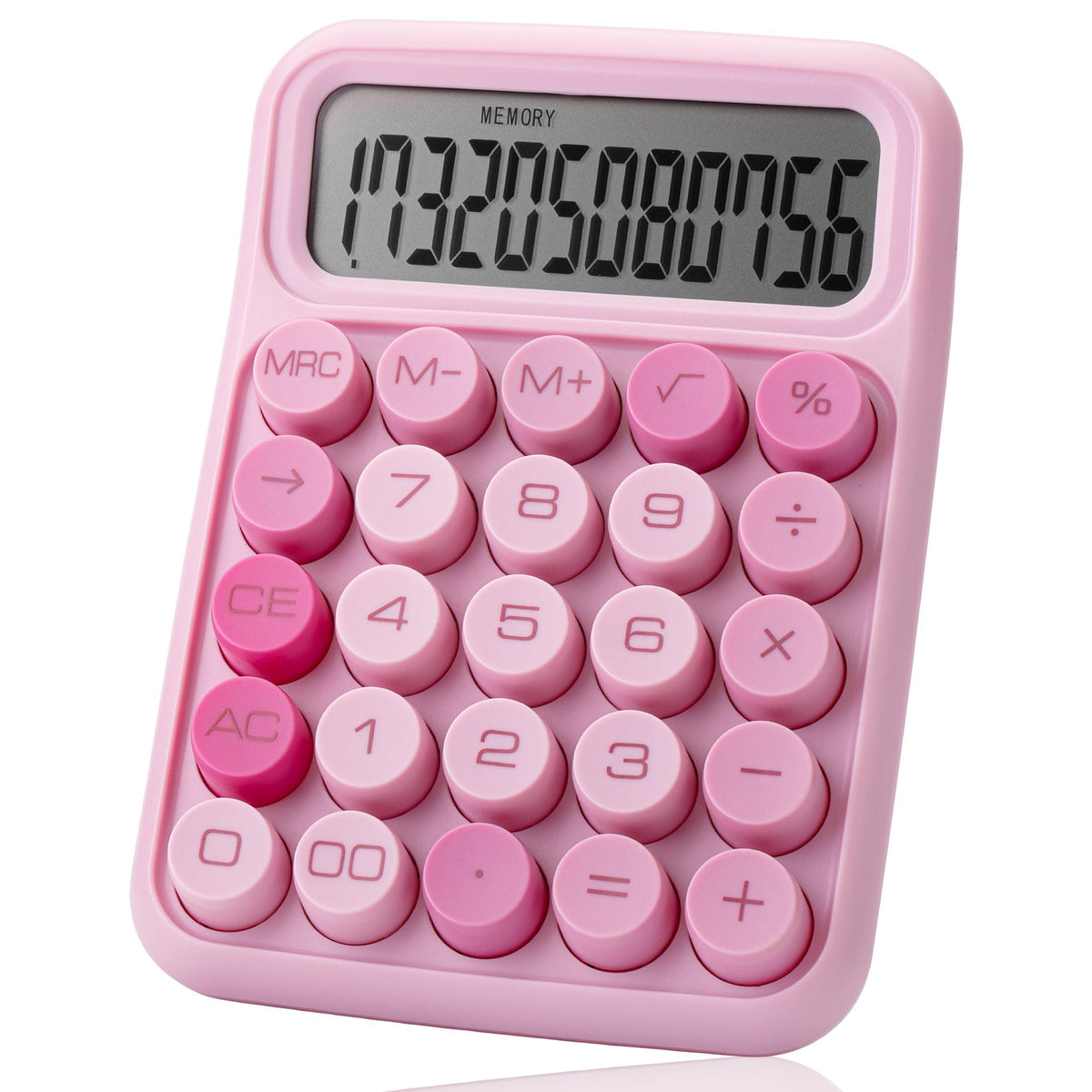 Mr. Pen Rechner mit mechanischen Schaltern – 12-stelliges großes LCD-Display, Pink mit großen Tasten, Schulsachen für den Schulanfang