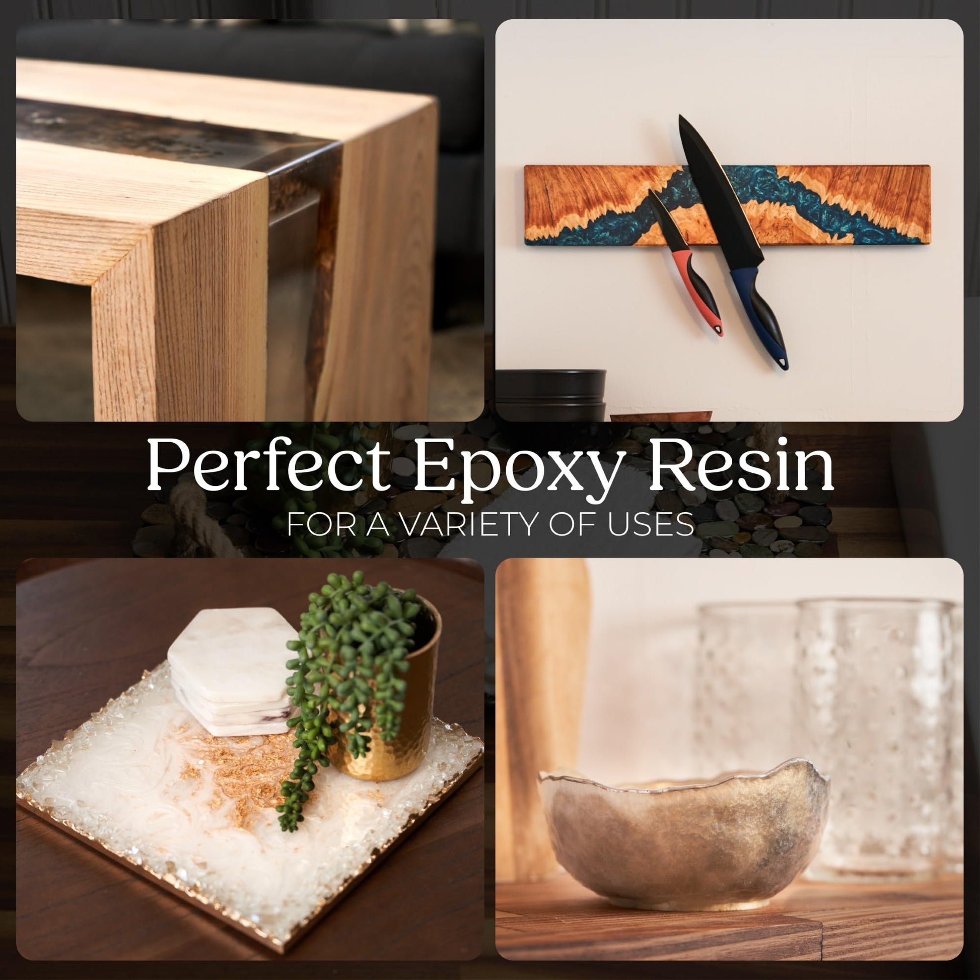 Promise Epoxy Epoxy Resin Kit 2 Gal-Crystal Clear, UV Resistant, Self Leveling, Food Safe for Table Top, Arts & Crafts, Wood Casting, Jewelry Making, Use with Mica Powder, Silicone Molds, Alcohol Ink