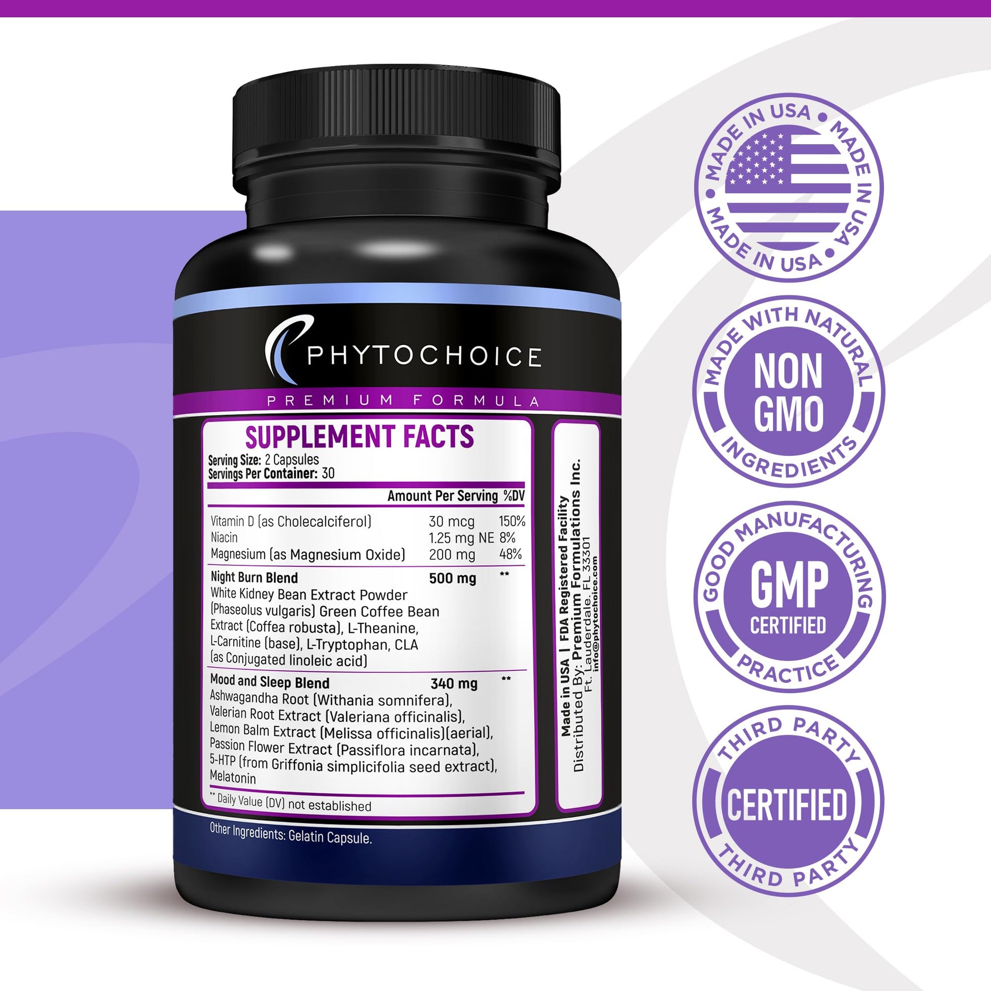 Night Time Fat Burner - Weight Loss Diet Pills with Magnesium Melatonin CLA L-Carnitine that Work at Night, Appetite Suppressant, Carb Blocker, Nighttime Metabolism Booster for Women and Men 60 Caps.