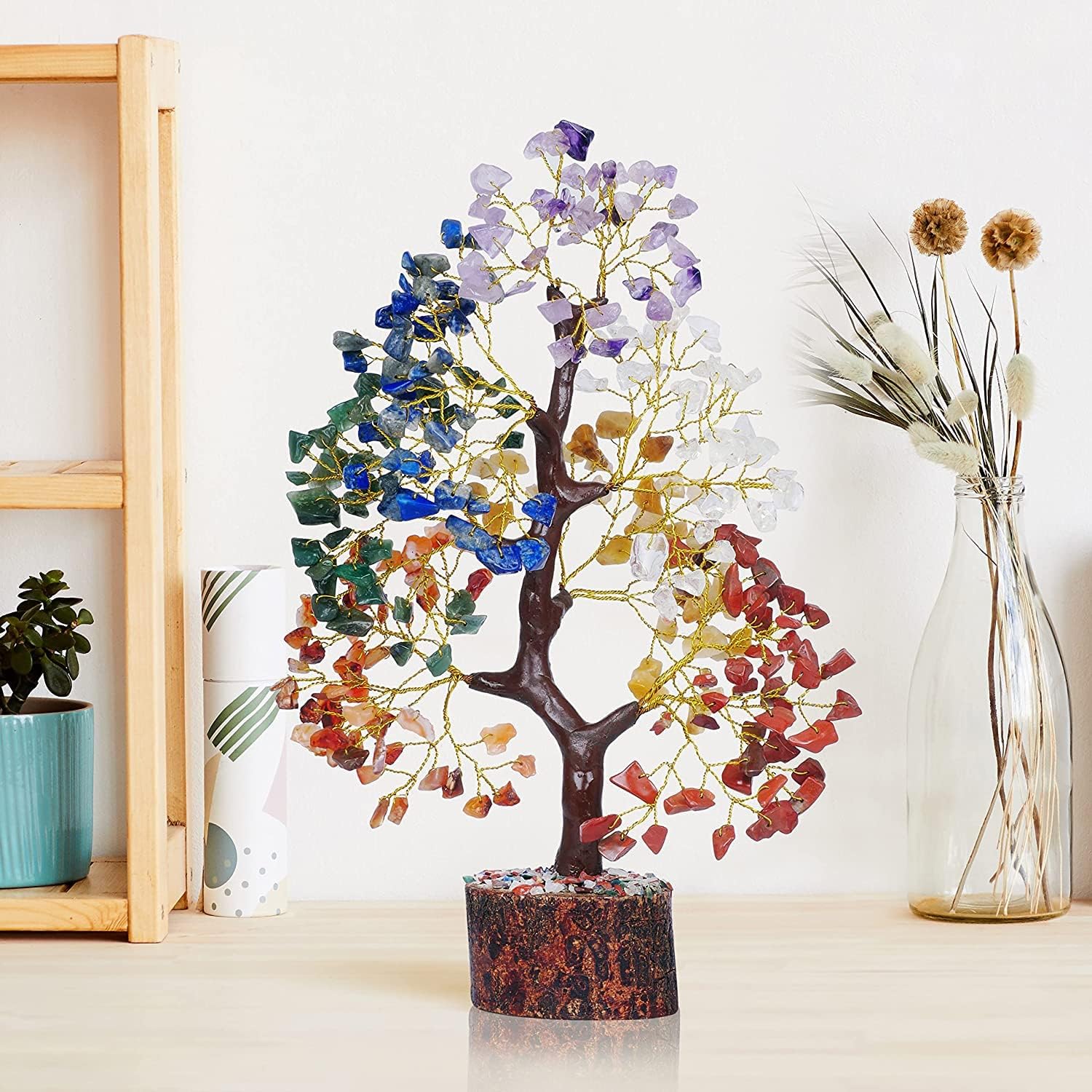YATSKIA 7 Chakra Tree of Life, Crystals and Healing Stones, Birthday Gifts for Women - Crystal Tree for Positive Energy, Home Office Decor, Spiritual Gifts for Women