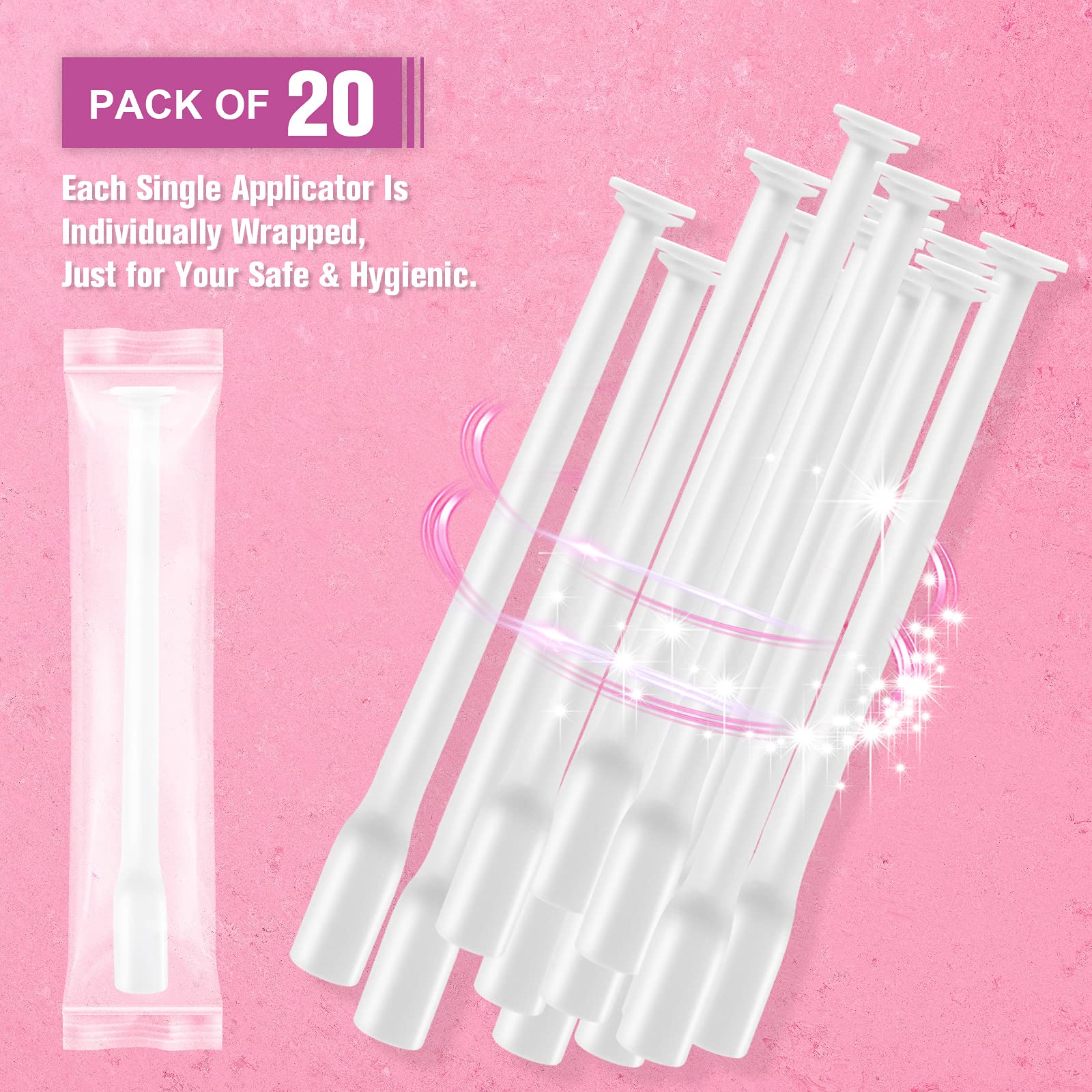 Nieteyrue (20 Packs) Disposable Vaginial Applicators Individually Wrapped Hygienic Fit to Size 00 Cap-sules and Many Shapes of Suppositories, Tablets Feminine Care Applicators from