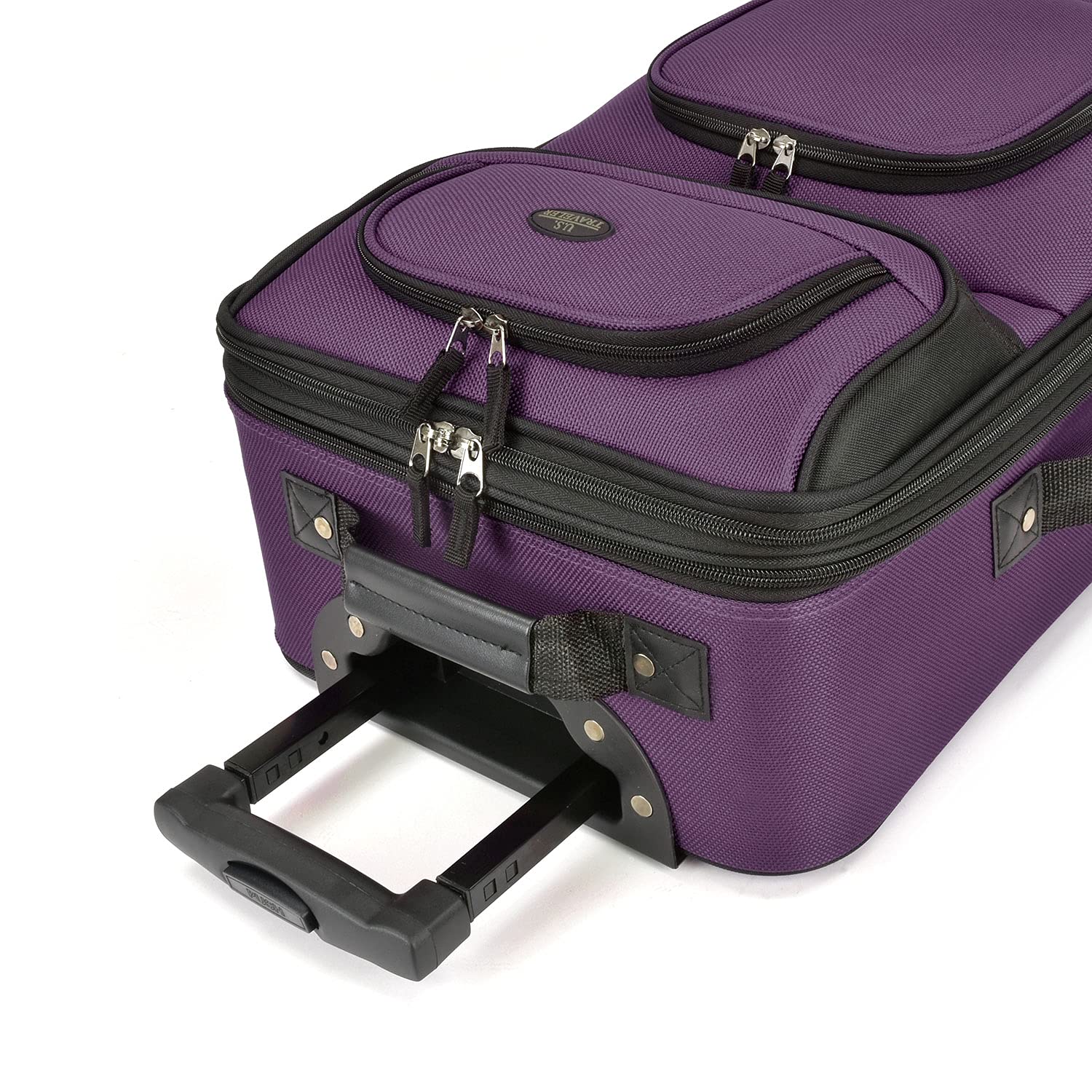 U.S. Traveler Lightweight Rolling 20" Carry On Luggage Softside Suitcase, Purple, 2 Wheel Single