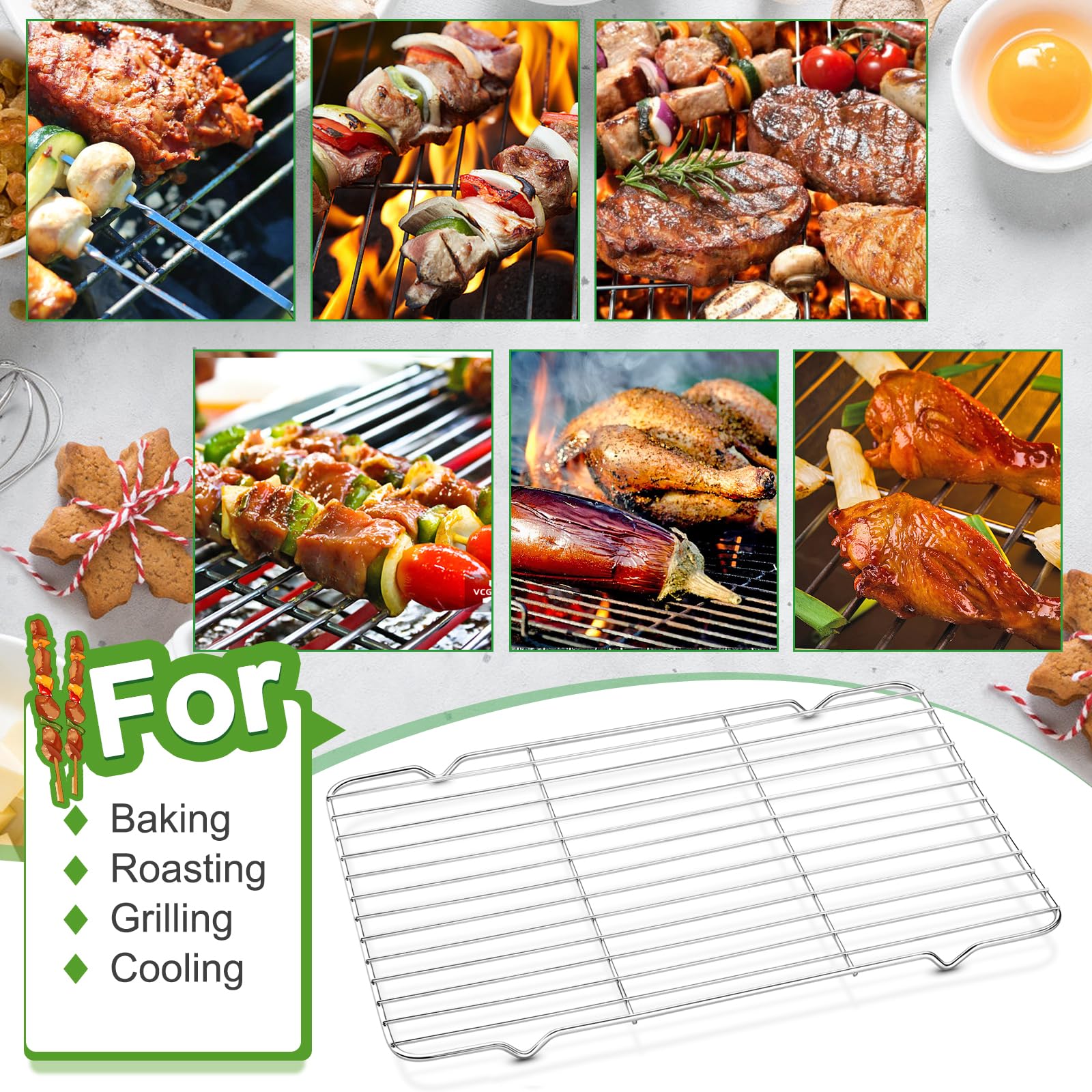 Decymis Cooling Rack and Baking Rack with Stainless Steel, 2 - Pack 10 x 15 Inches Heavy Duty Cooling Racks for Cooking and Baking, Sturdy Cookie Cooling Rack, Easy to Clean Oven & Dishwasher Safe