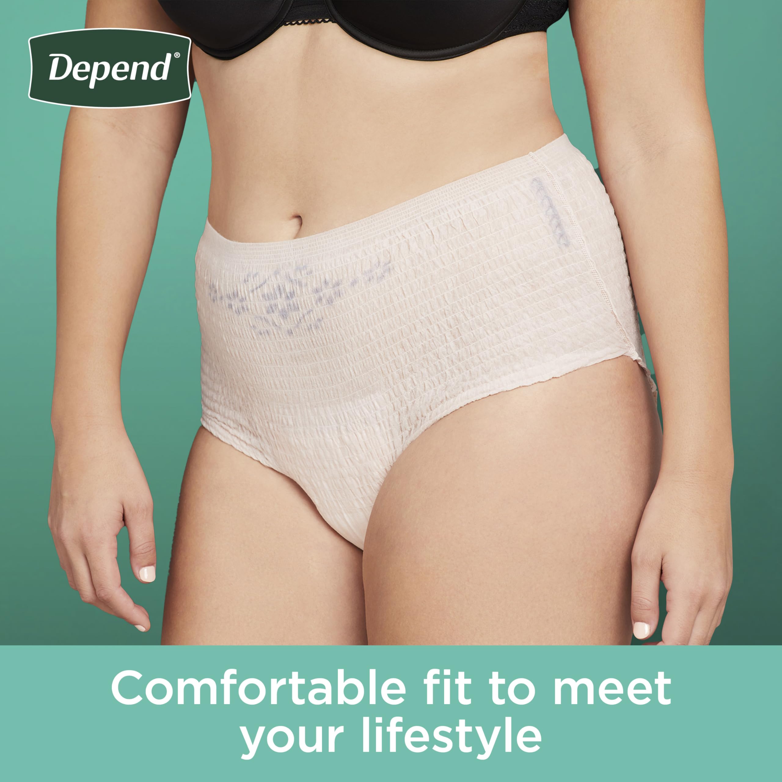 Depend Fresh Protection Adult Incontinence & Postpartum Bladder Leak Underwear for Women, Disposable, Maximum, Medium, Blush, 76 Count (2 Packs of 38), Packaging May Vary