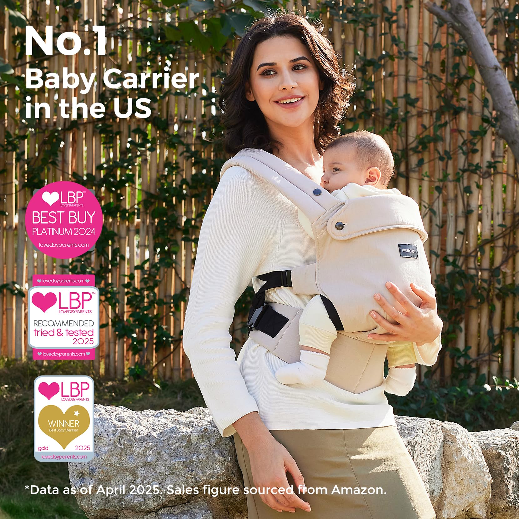 Momcozy Baby Carrier - Ergonomic, Cozy and Lightweight Carrier for 3-24 Months, Effortless to Put On, Ideal for Hands-Free Parenting, Enhanced Lumbar Support, Purehug for Infant to Toddler, Khaki