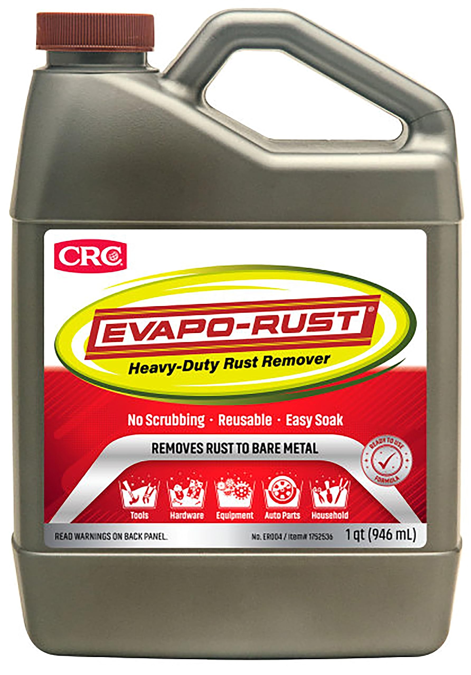 CRC Evapo-Rust, Hochleistungs-Rostentferner, Wiederverwendbar, Säurefrei, Nicht korrosiv, Auf Wasserbasis, 946 ml, Entfernt Rost bis auf blankes Metall