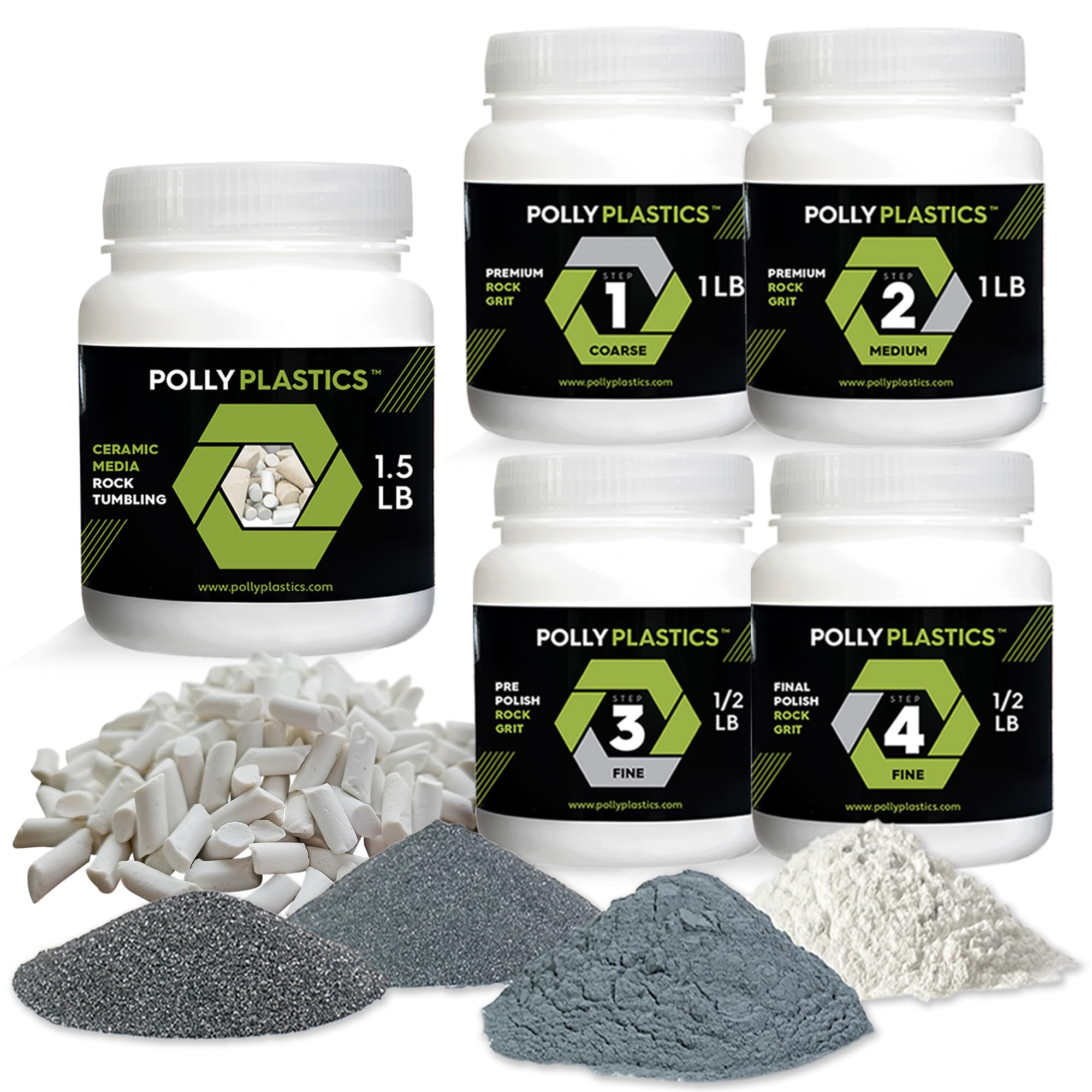 Polly Plastics حبيبات وملمع إعادة تعبئة لدرافة الصخور ووسائط حشو السيراميك - حبيبات ملمع من كربيد السيليكون - لوازم وإكسسوارات تلميع الصخور