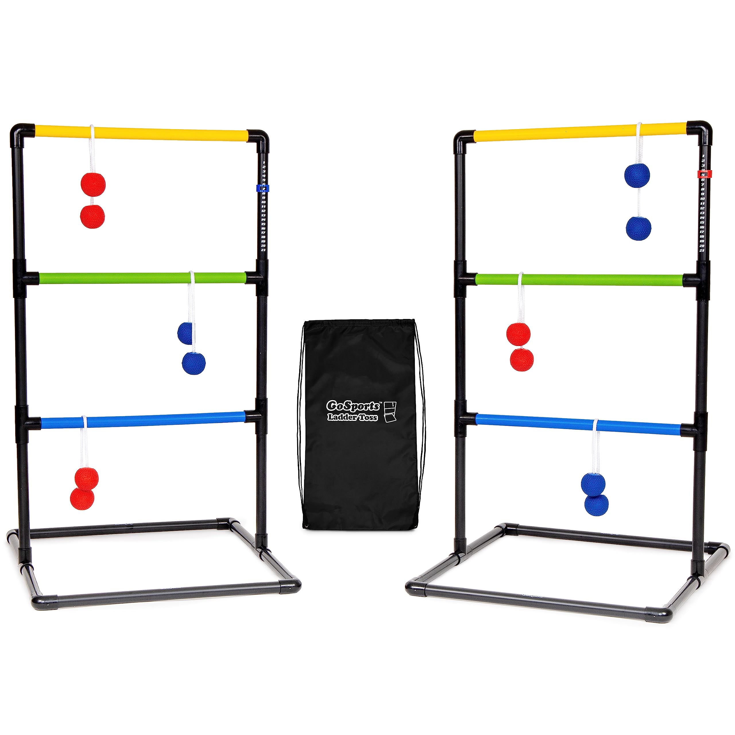 GoSports Indoor/Outdoor Ladderball-Spielset mit 6 Gummi-Bolos, Tragetasche und Punkte-Trackern