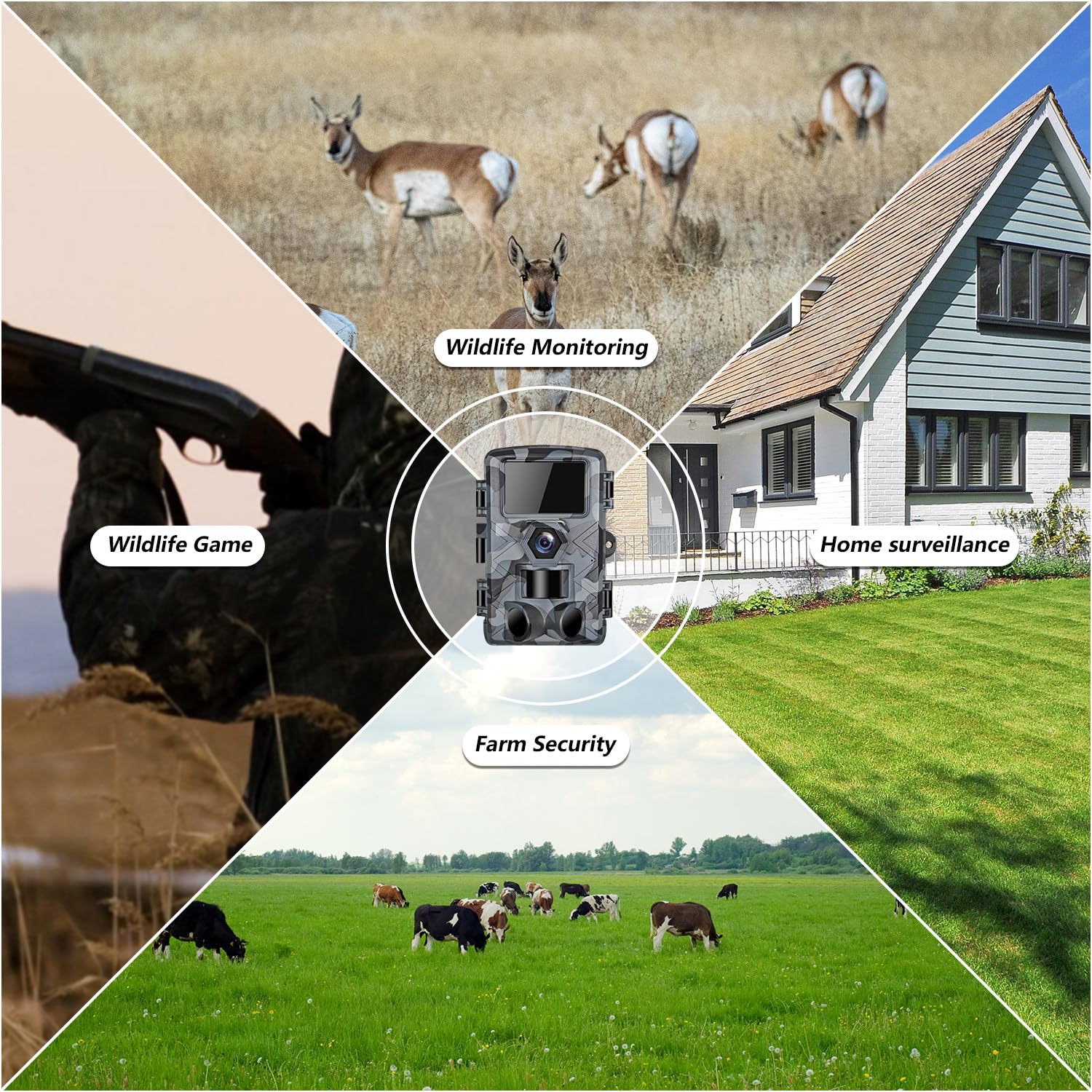 LANTOOCAM Trail Camera, 60MP Hunting Camera with WiFi, 32GB TF Card, Night Vision, Motion Activated, IP66 Waterproof, 120°Wide-Angle for Deer Scouting or Home Security, APP Control, H.264 MP4 Video