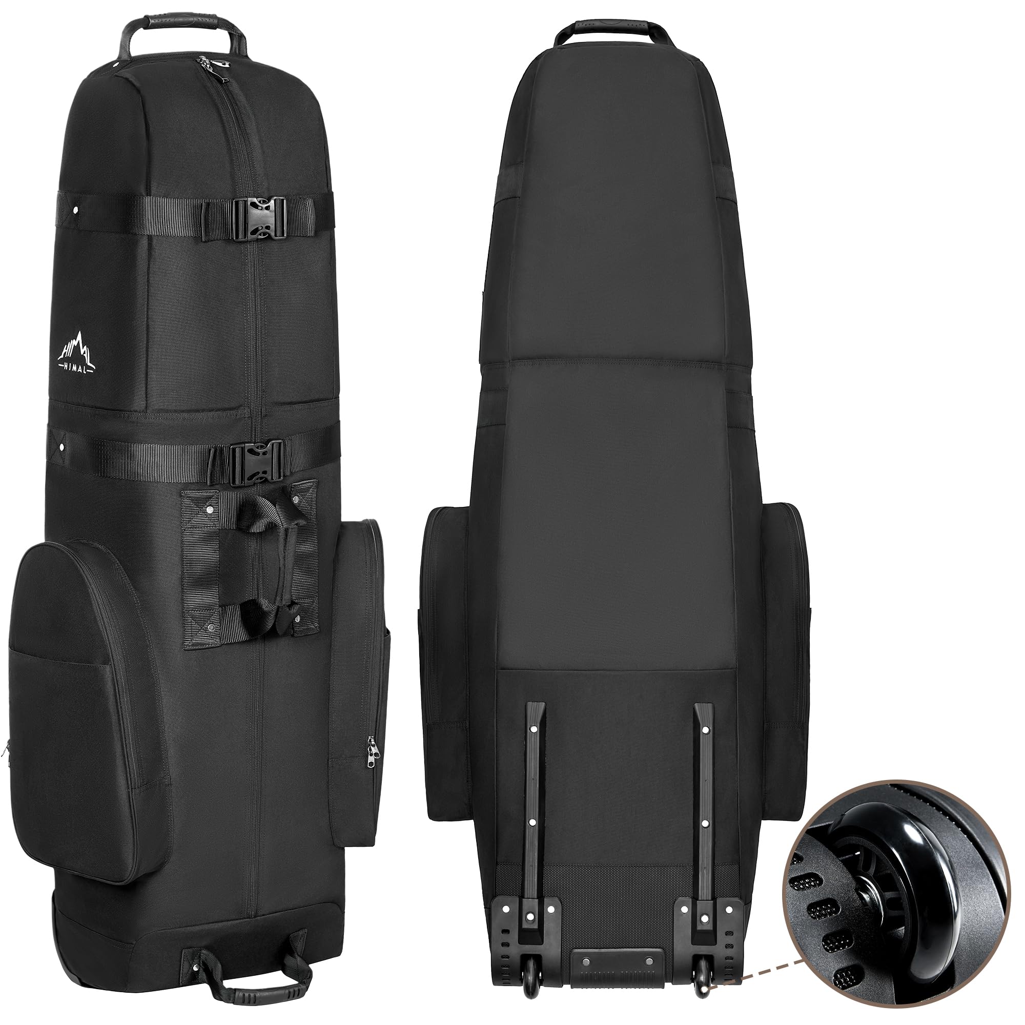 Himal Outdoors Golf-Reisetasche – Strapazierfähiges, verschleißfestes 600D Polyester Oxford, ausgezeichneter Reißverschluss, Universalgröße mit Rollen, weichwandiges Golf-Reise-Cover zum Schutz der Schläger
