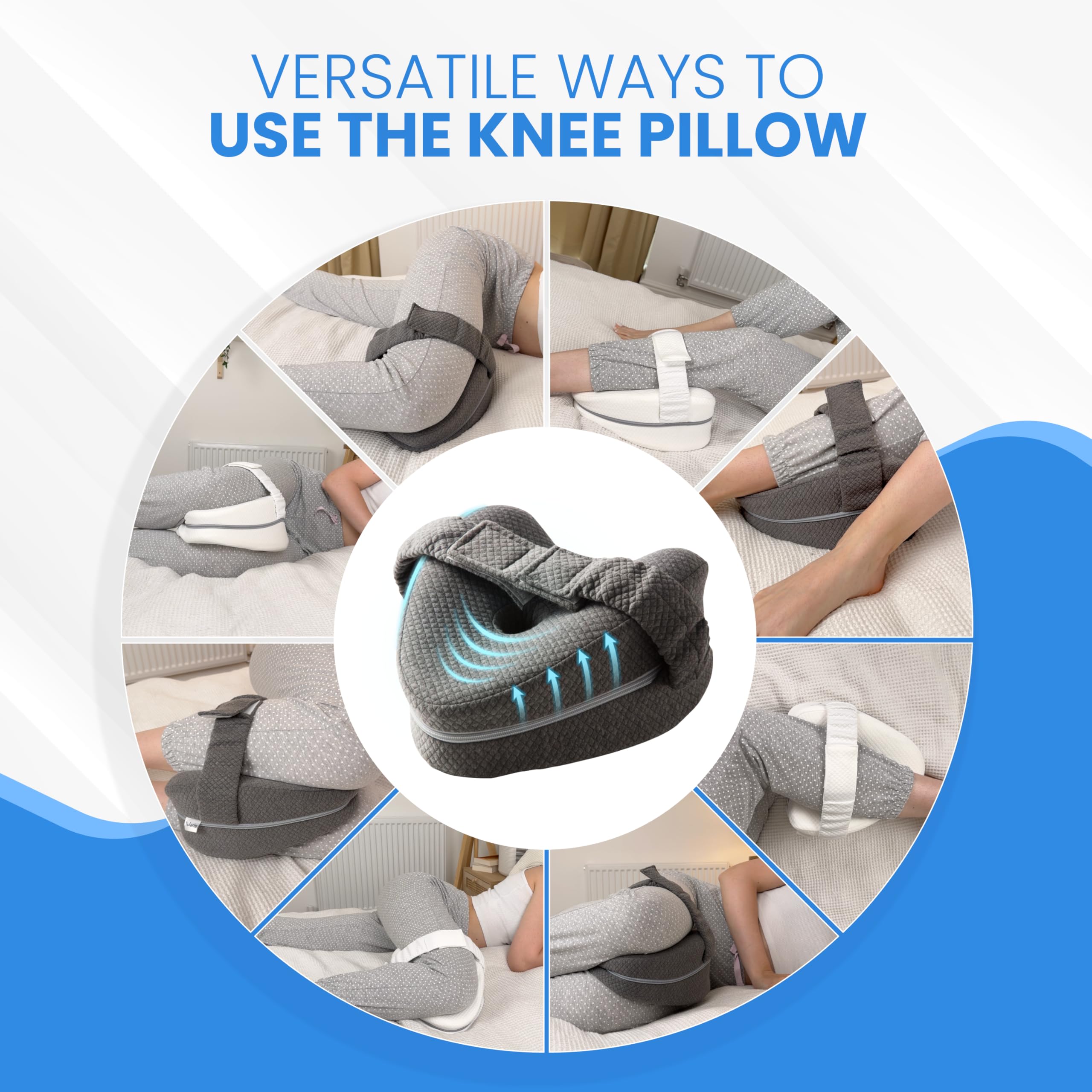 TULARIS Knee Pillow for Side Sleepers Hip Pain - Between Leg Pillow for Side Sleeping - Sciatica Pain Relief Support for Lower Back, Knees, Joints, and Spine