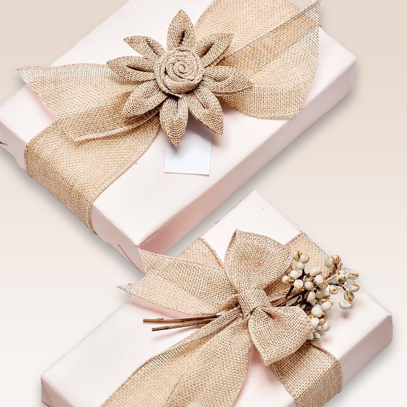 JaoZuyard Burlap Ribbon 1/2 inch X 10 Yard Natural Linen Woven Ribbon DIY Handmade Edging Production Wreath Holiday Decoration Gift Ribbons for Gift Wrapping Jute Linen Ribbons