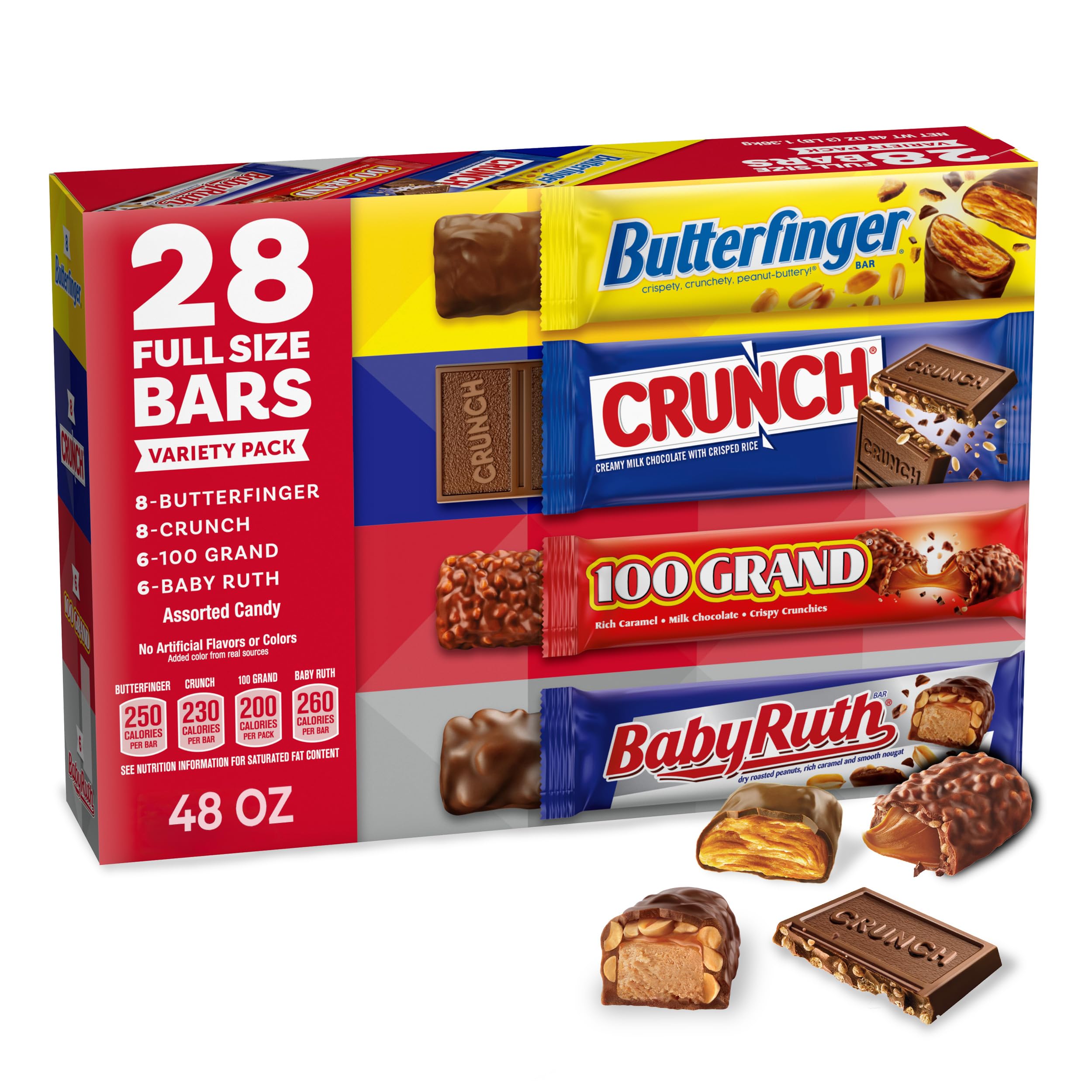 Butterfinger, CRUNCH, Baby Ruth, 100 Grand, Gemischte Schokoriegel Großpackung, 28 Stück, 1360 g