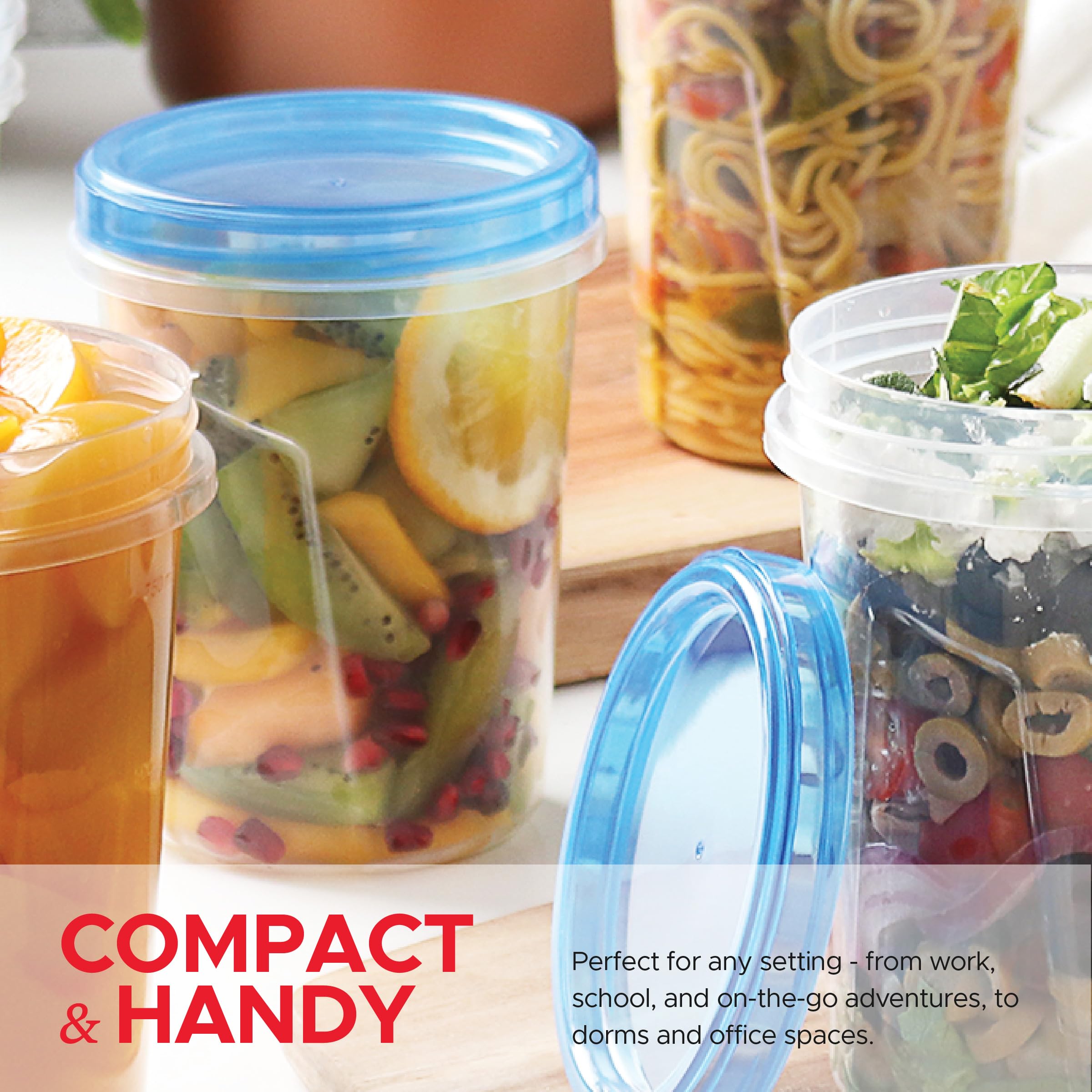 10 Pack Leakproof Freezer Containers for Food with Twist Top Lids - 32 Oz BPA Free Reusable Plastic Soup Containers with Screw On Lids - Ideal for Meal Prep, Leftovers & Pantry Organization