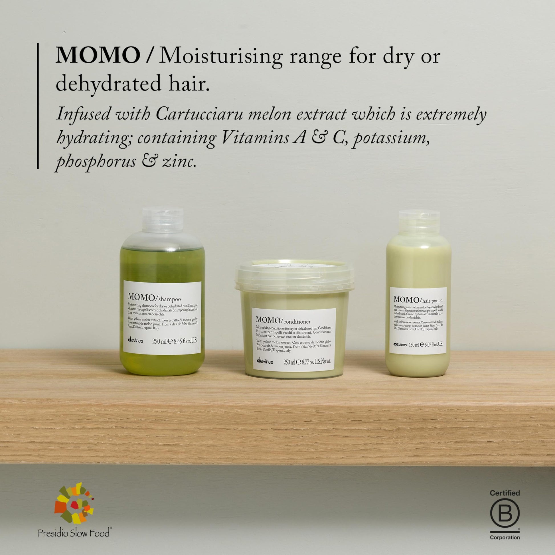 Davines Momo Moisturizing Shampoo for Dry and Dehydrated Hair, 8.45 Ounce