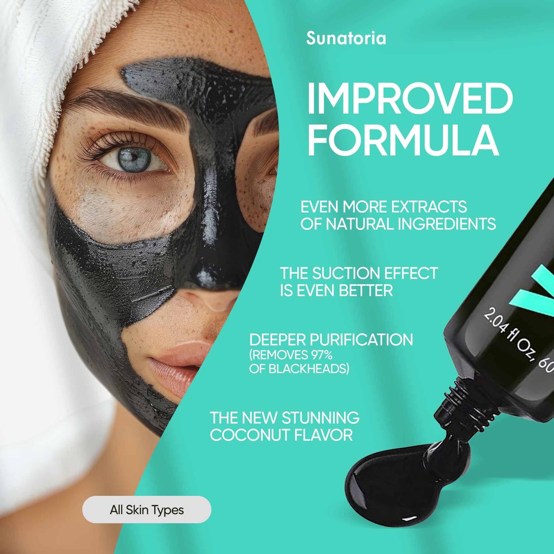 SUNATORIA Blackhead Remover Mask - for Women and Men - Activated Charcoal Peel Off Face Mask - Deep Pore Cleaner Nose Blackhead Remover Pore Release - Black Head Remover for Face Care