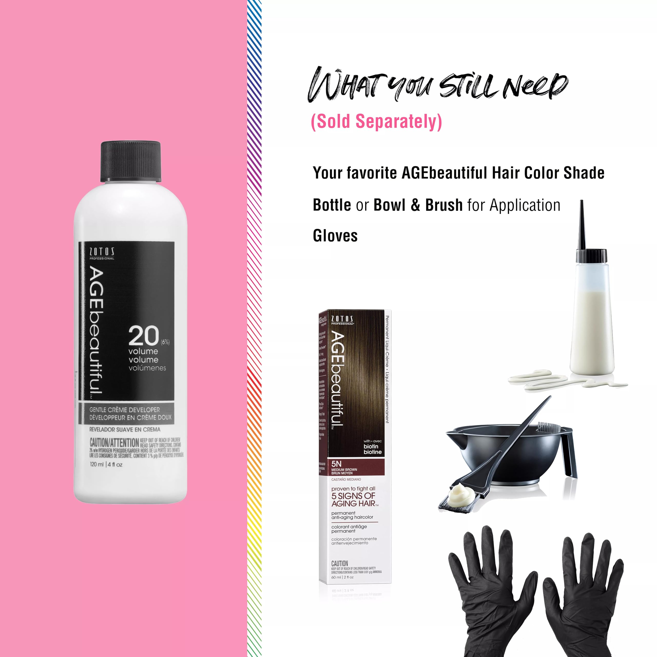 AGE beautiful 20 Volume Gentle Creme Hair Developer | For Permanent Hair Color Dyes, Toners, Lighteners | Professional Salon Coloring | Long Lasting Haircolor | 4 Fl Oz
