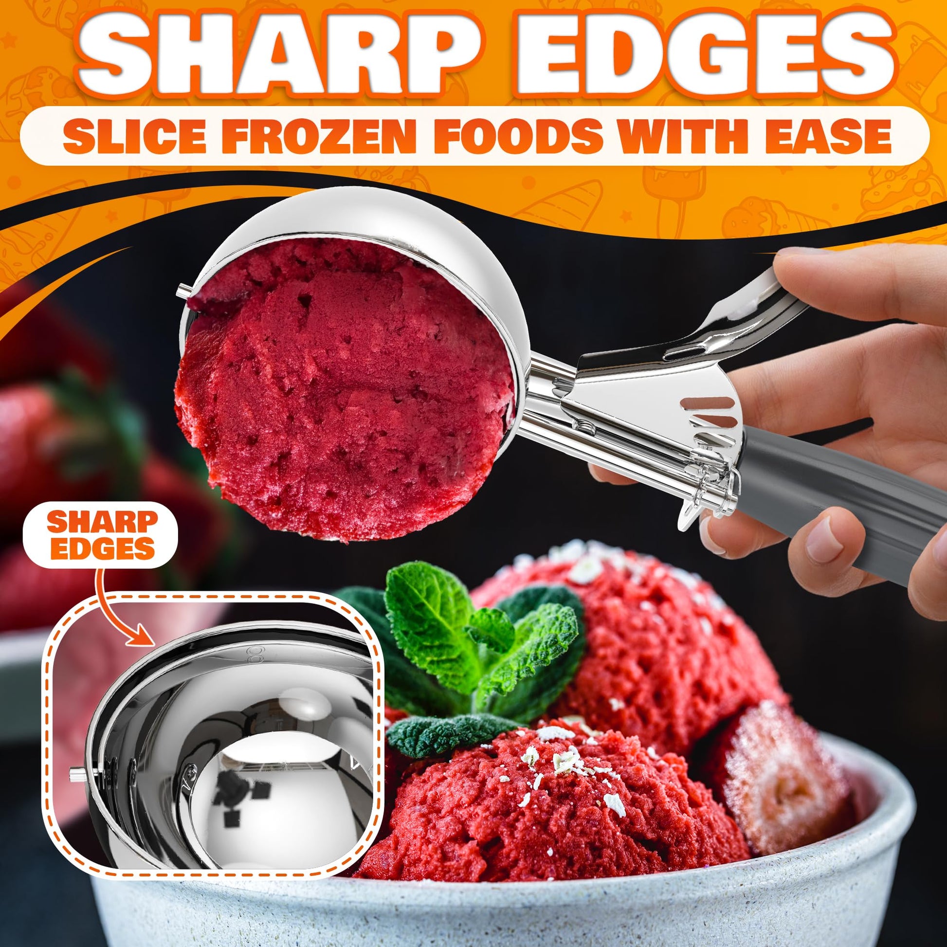 4 oz Ice Cream Scoop with Trigger Release #8 – Stainless Steel Versatile Tool for Baking, Cookies and Desserts Spoons, Easy-to-Clean, Dishwasher-Safe, Ergonomic Design for Precise Culinary Portions