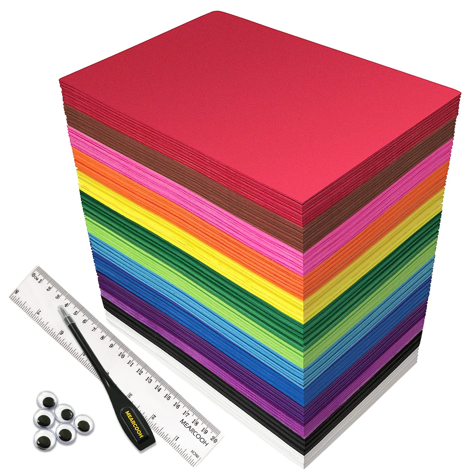 104er-Pack Moosgummiplatten, Bastelschaum 14 x 21,6 cm, EVA-Farbschaumpapier-Set für Bastelprojekte, Vorschule, Klassenzimmer, Scrapbooking, DIY-Handwerk von MEARCOOH