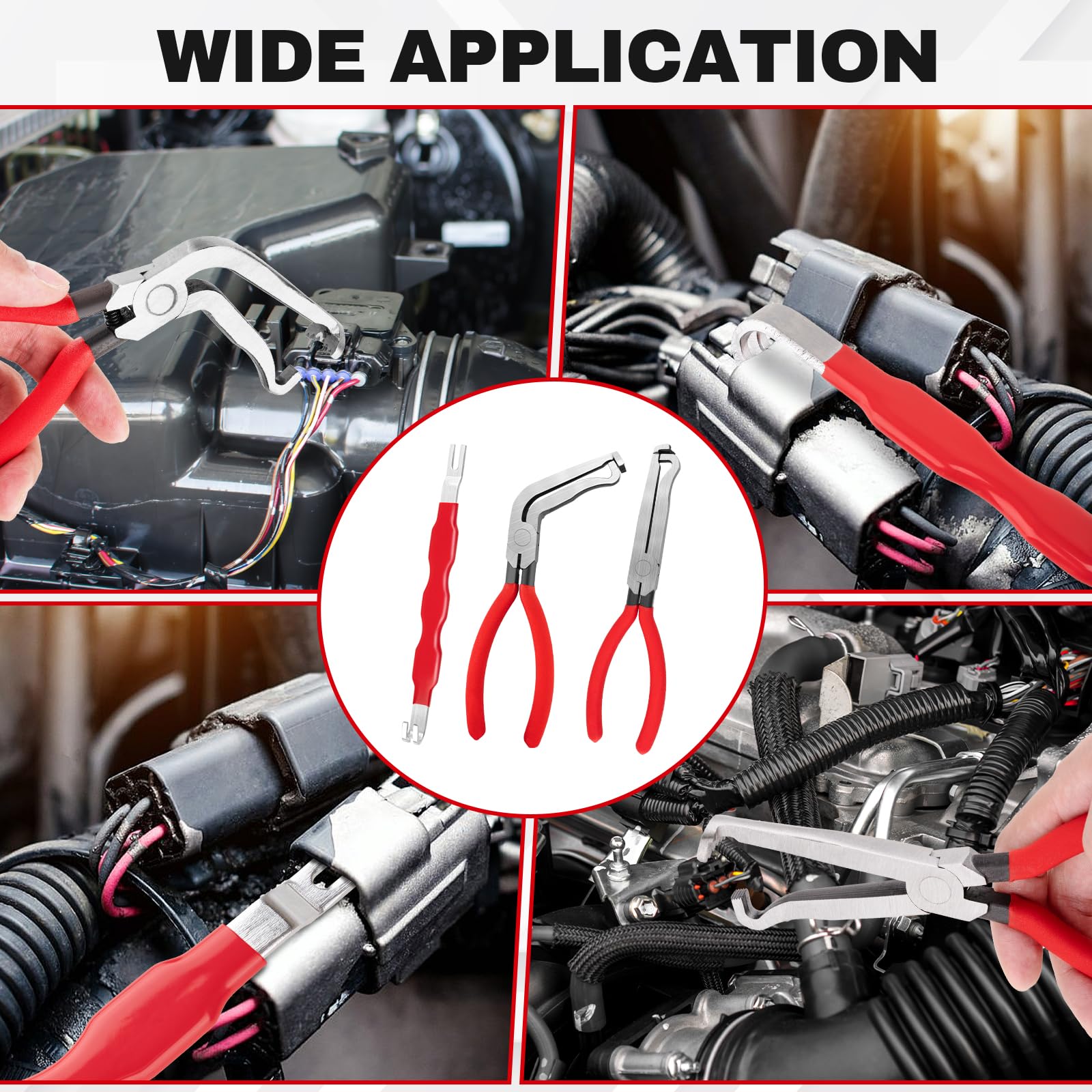 Beaiguna 3PCS Electrical Disconnect Pliers, Upgrade Electrical Connector Pliers, Automotive Electrical Connector Removal Tool, Electrical Plug Connector Separator for Cars, Trucks, SUVs
