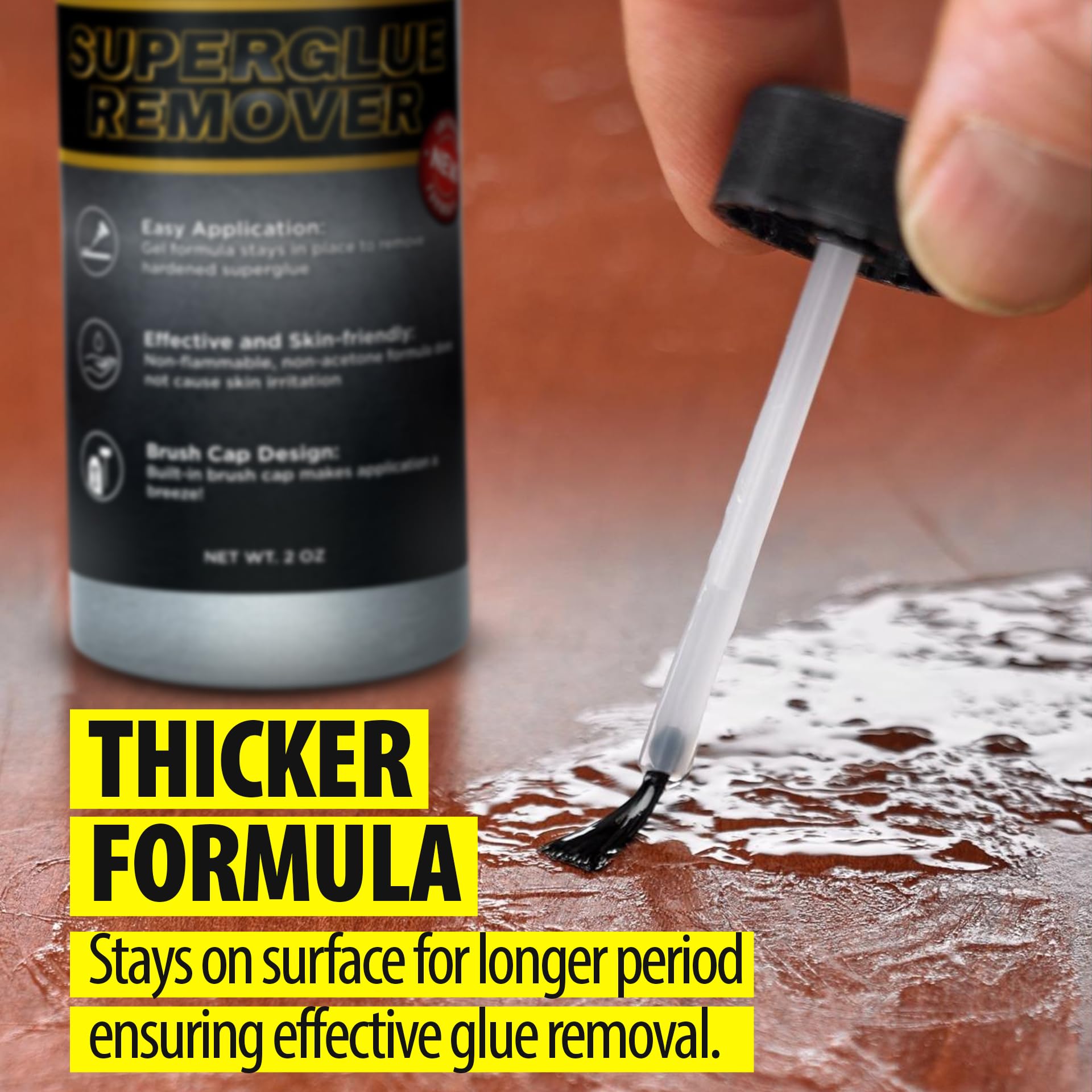 STARBOND Super Glue Remover, Dissolves Adhesive, CA Glue Debonder, Easy Brush Cap Applicator, 2 oz