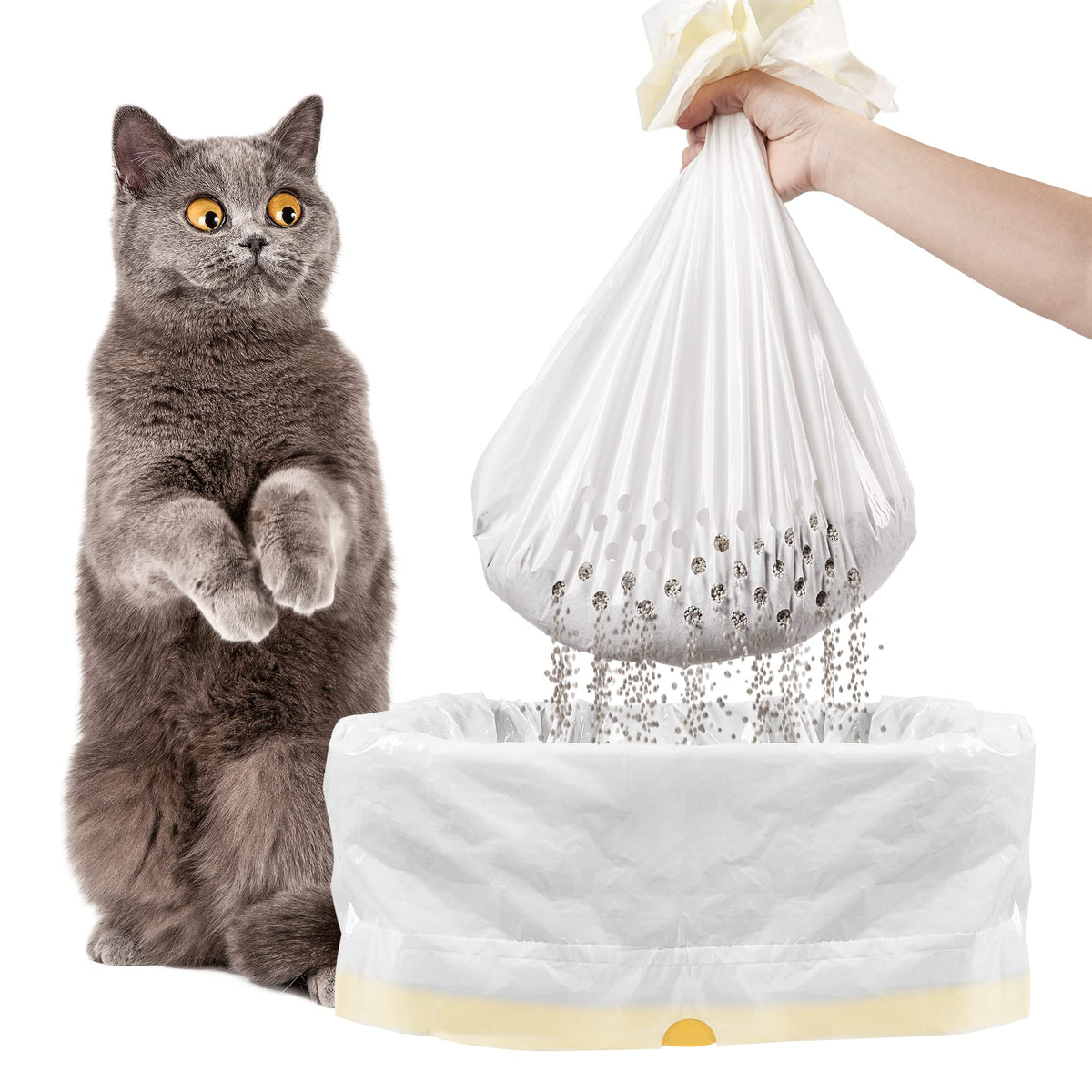 ADDPETS Sifting Litter Box Liners 14 Count,Drawstring Jumbo Cat Litter Bags Fits All Litter Box,Cat Products