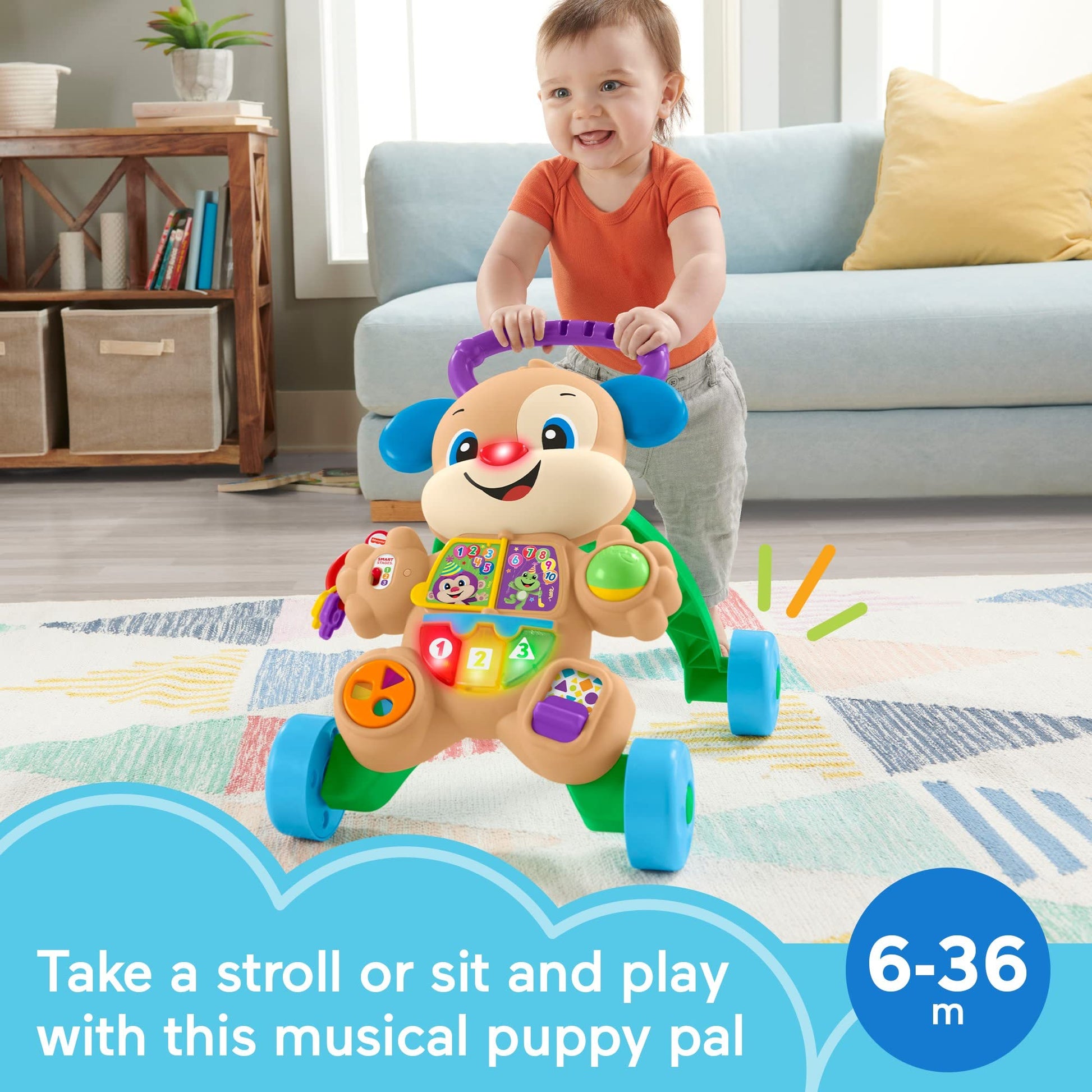 Fisher-Price Baby Toy Laugh & Learn Smart Stages Learn with Puppy Walker with Music Lights & Activities for Infants Ages 6+ Months