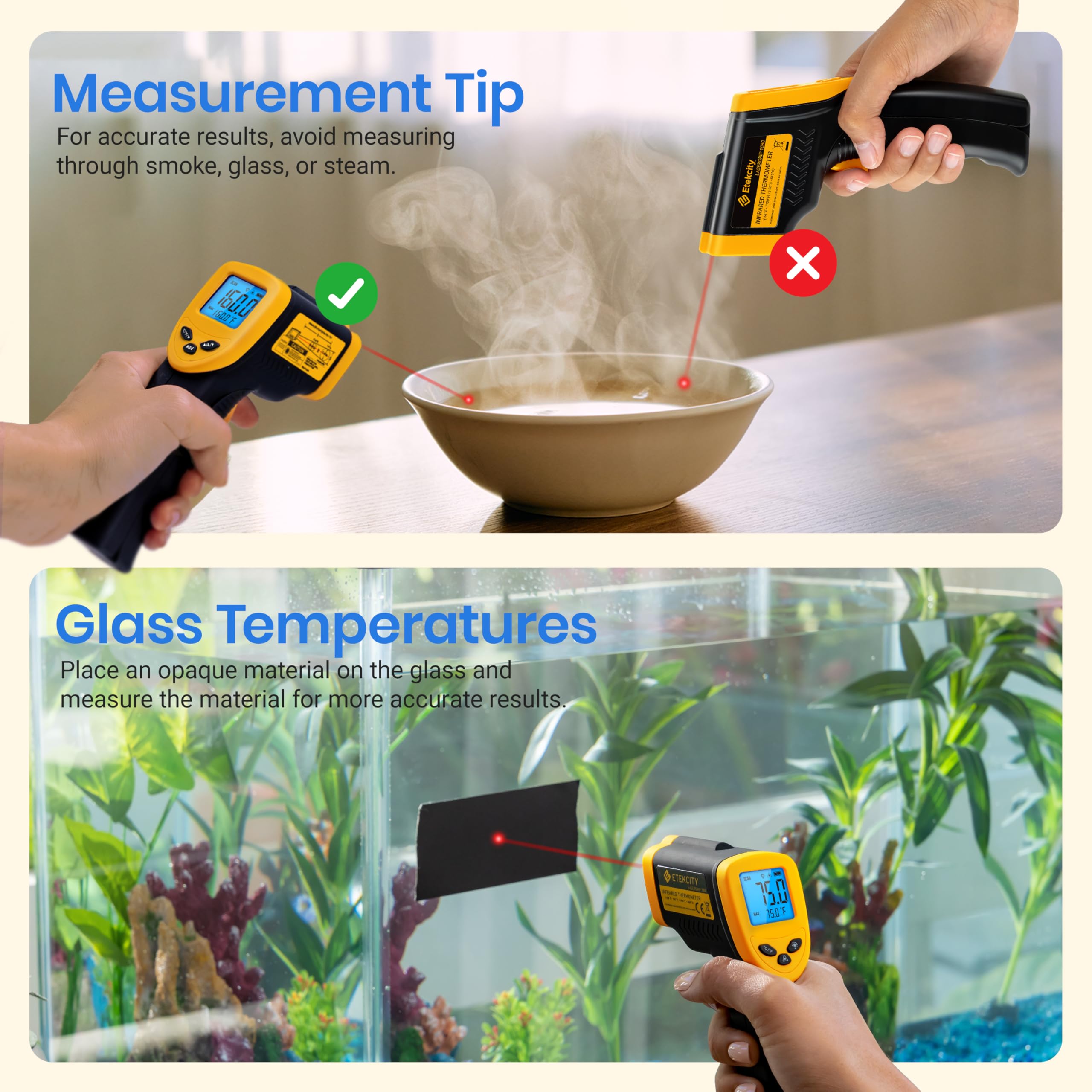 Etekcity Infrared Thermometer Laser Temperature Gun 774, Meat Food Candy Oven Thermometer for Griddle Accessories, Heat Gun for Cooking Refrigerator Tools, Yellow