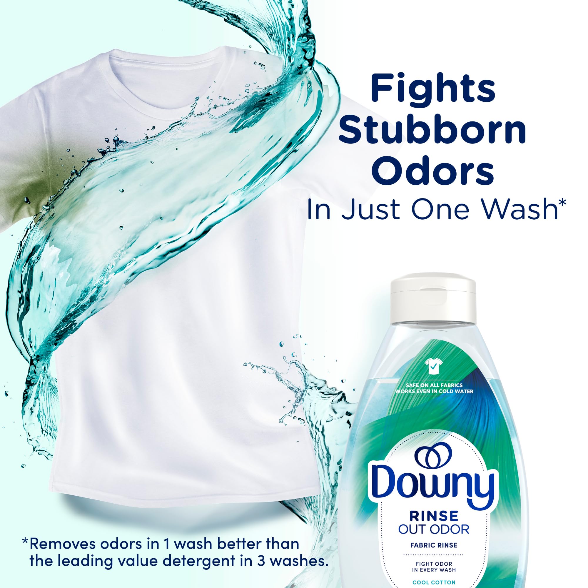 Downy Rinse & Refresh Laundry Odor Remover And Fabric Softener, Cool Cotton, 48 Fl Oz, HE Compatible Laundry Sanitizer, Safe On All Fabrics, Downy Fabric Softener, Liquid Fabric Softener
