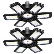 AUDLES 2 Pack Garage Light, 200W 20000LM 6500K LED Shop Lights, Garage Lights Ceiling Led with 6+1 Deformable Panels, Screw in E26/E27 Socket Bulb for Warehouse, Workshop, Basement, Barn Lighting