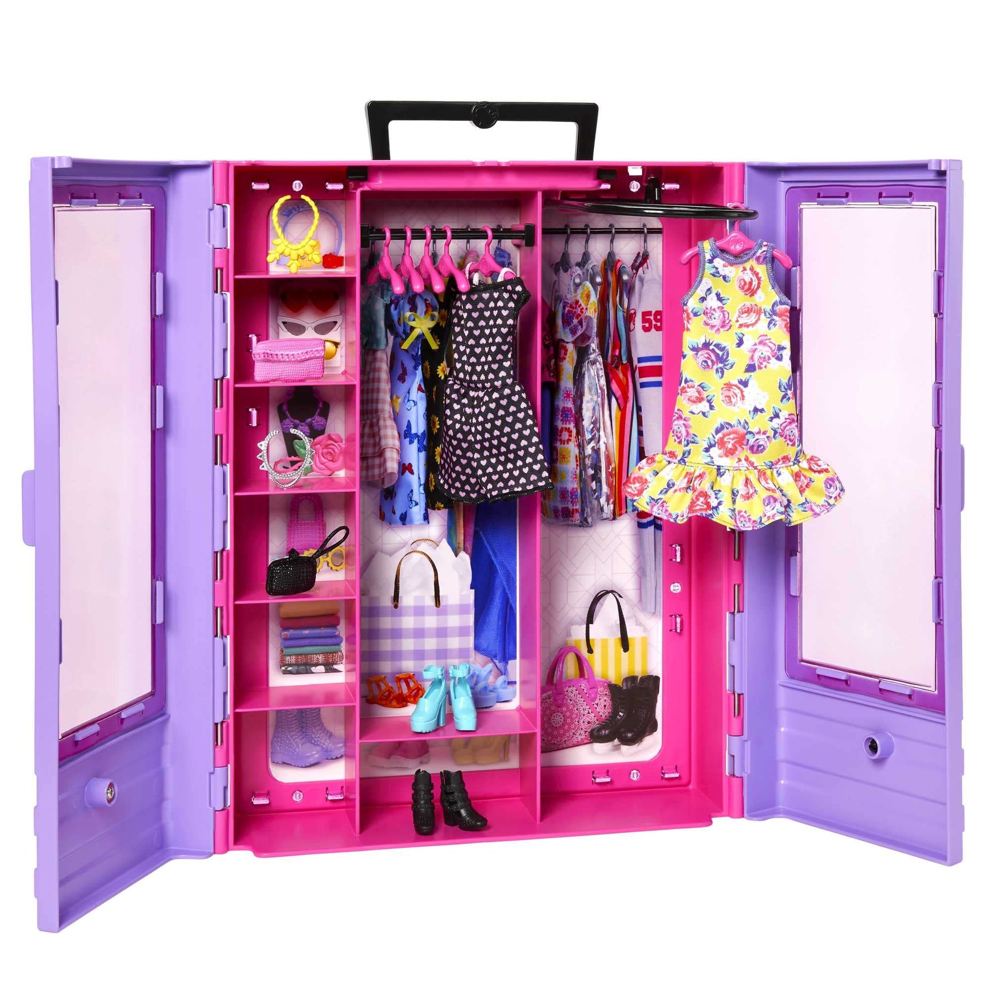 Barbie Doll & Playset, Fashionistas Ultimate Closet with Clothes (3 Outfits) & Fashion Accessories Including 6 Hangers