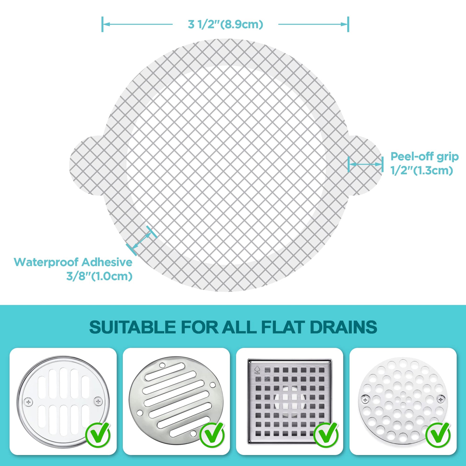 Aire Allure, 25 Pack, Disposable Shower Drain Hair Catcher Mesh Stickers